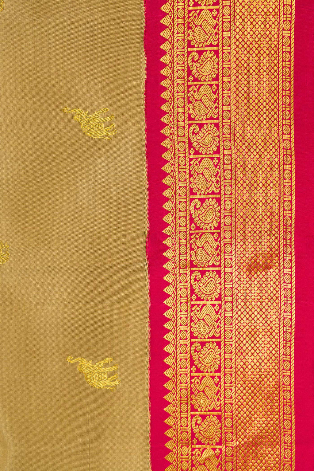 Border image of Dark Beige Dual Tone Kanjivaram Silk Saree with Zari Butta on the body and Zari Border. 
