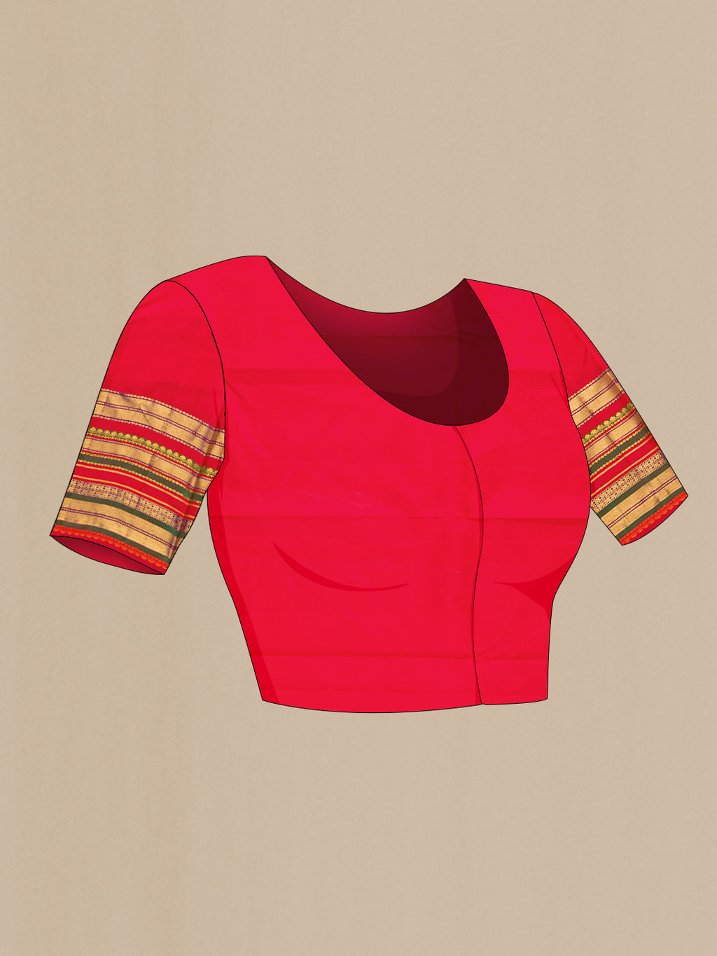 Close up image of the blouse of Pink Dual Tone Kanjivaram Silk Saree with Zari Butta on the body and Zari Border. 