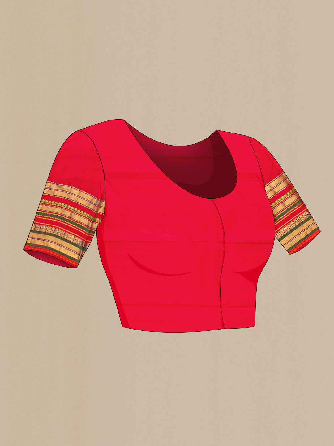 Close up image of the blouse of Pink Dual Tone Kanjivaram Silk Saree with Zari Butta on the body and Zari Border. 