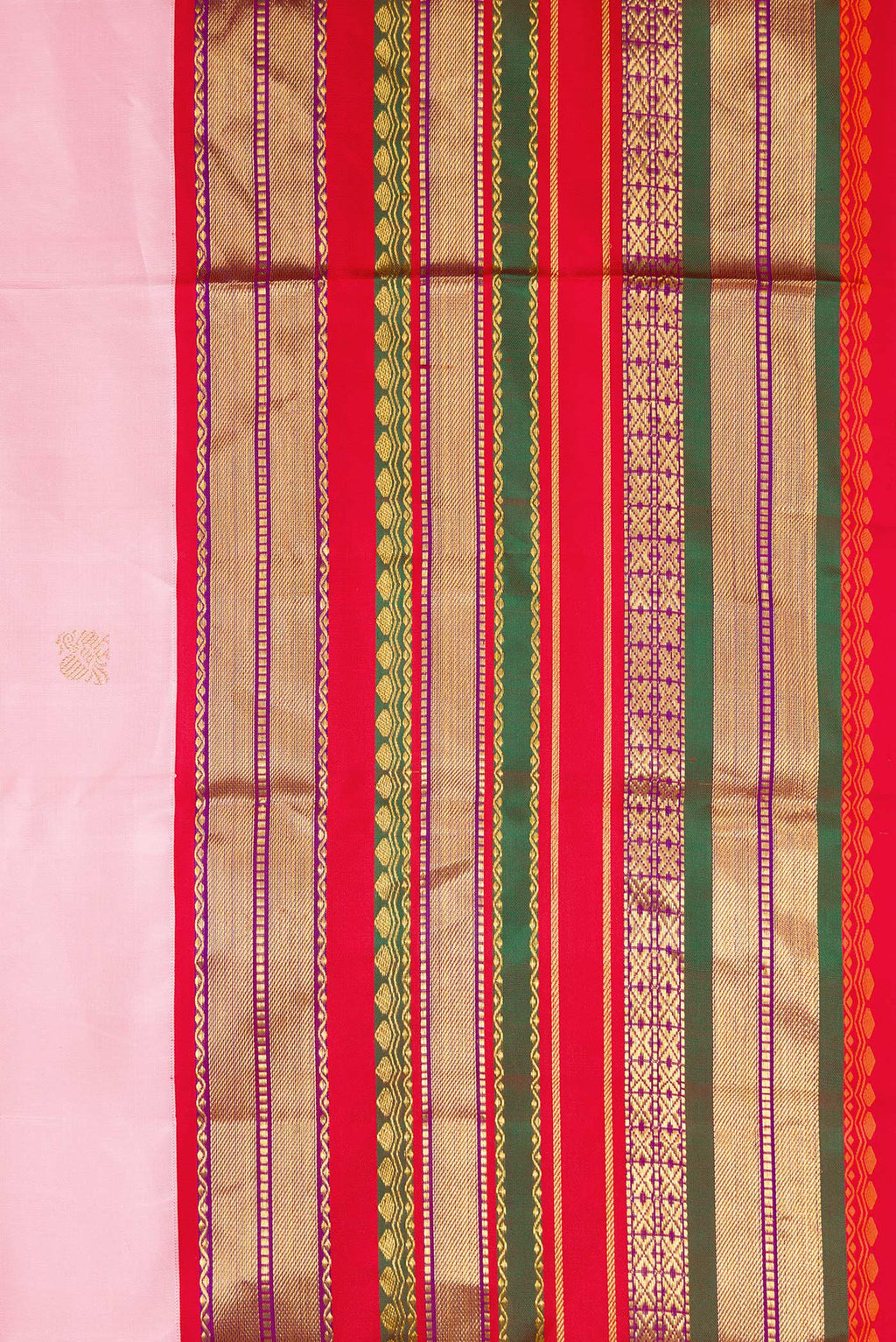 Border image of Pink Dual Tone Kanjivaram Silk Saree with Zari Butta on the body and Zari Border. 