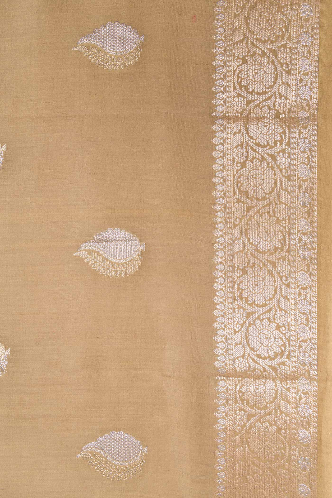 Border image of Dark Beige Dual Tone Tussar Silk Saree with Zari Brocade on the body and Zari Border. 