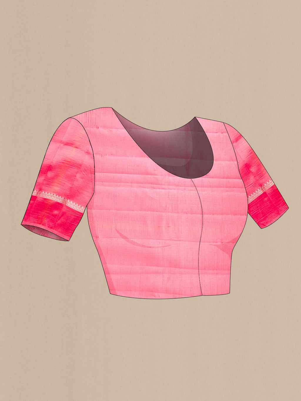 Close up image of the blouse of Sky Blue Dual Tone Tussar Silk Saree with Zari Brocade on the body and Zari Border. 