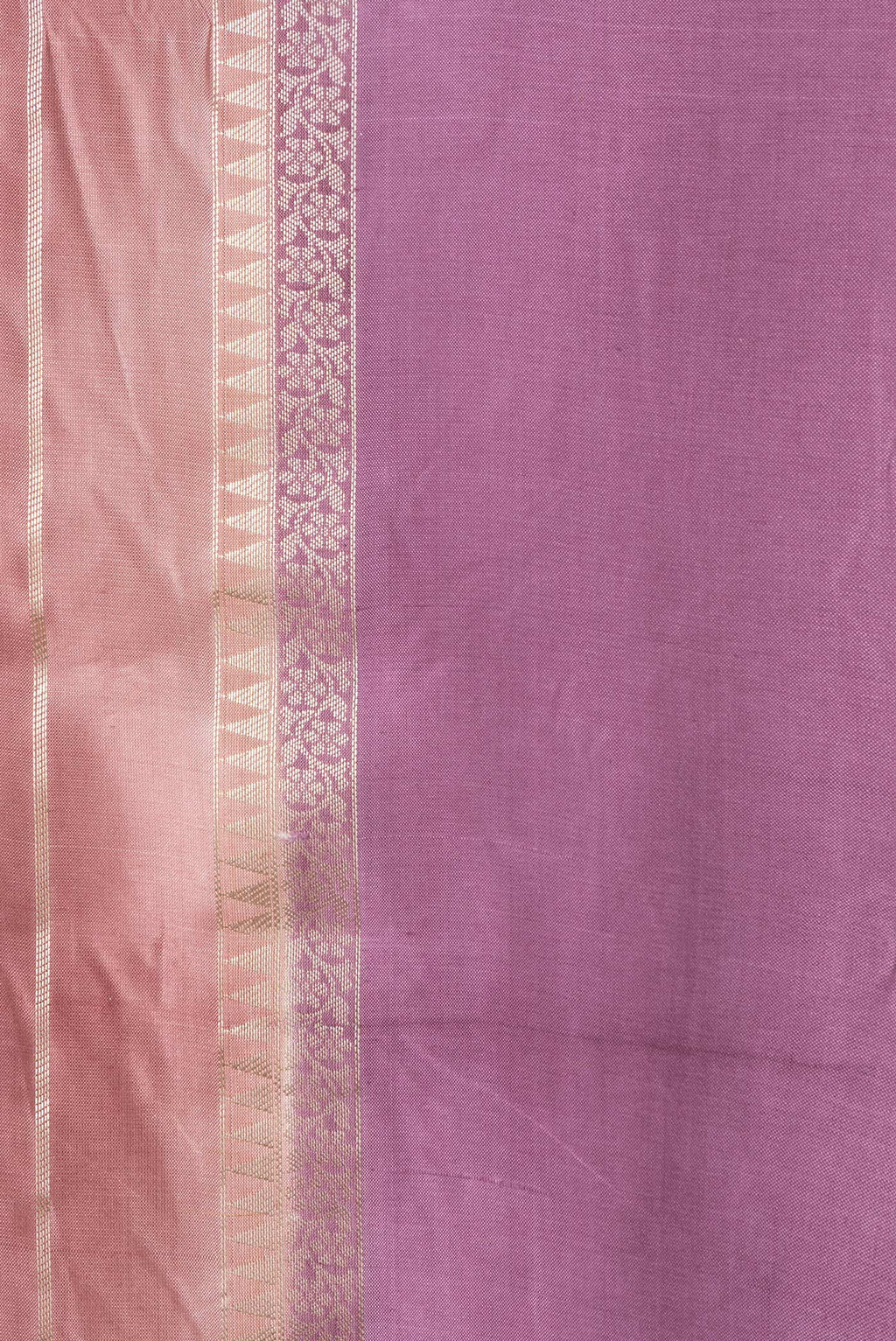 Border image of Rose Gold Dual Tone Tussar Silk Saree with Stripes on the body and Zari Border. 
