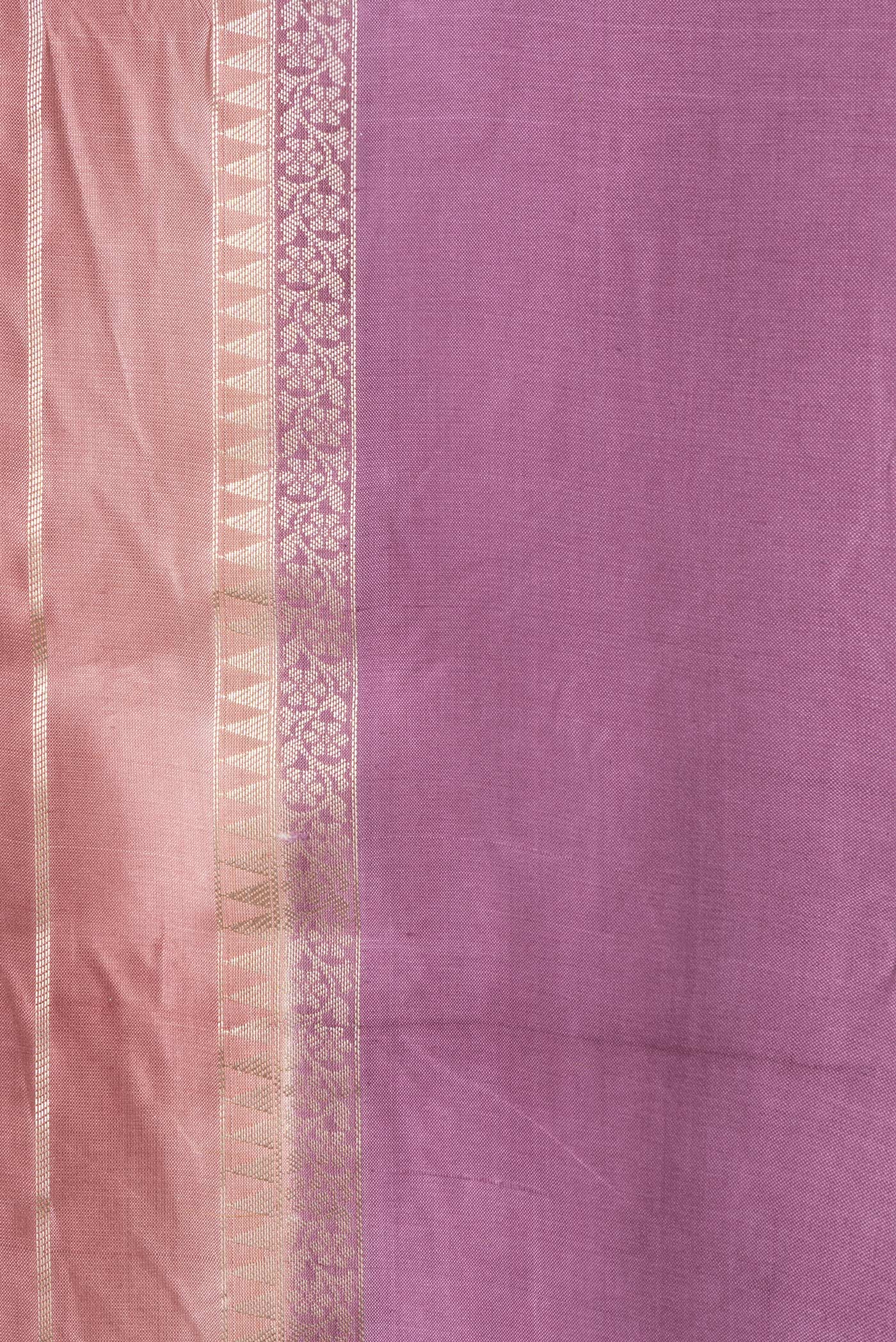 Border image of Rose Gold Dual Tone Tussar Silk Saree with Stripes on the body and Zari Border. 
