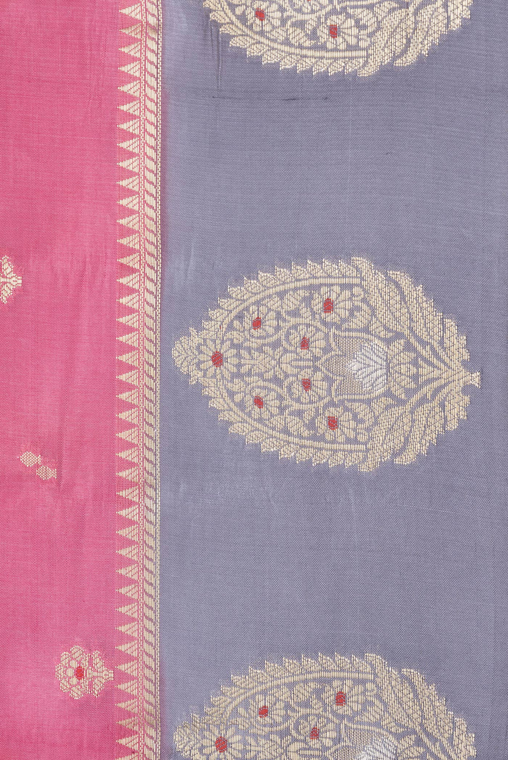 Border image of Pink Dual Tone Tussar Silk Saree with Zari Butta on the body and Fancy Border. 
