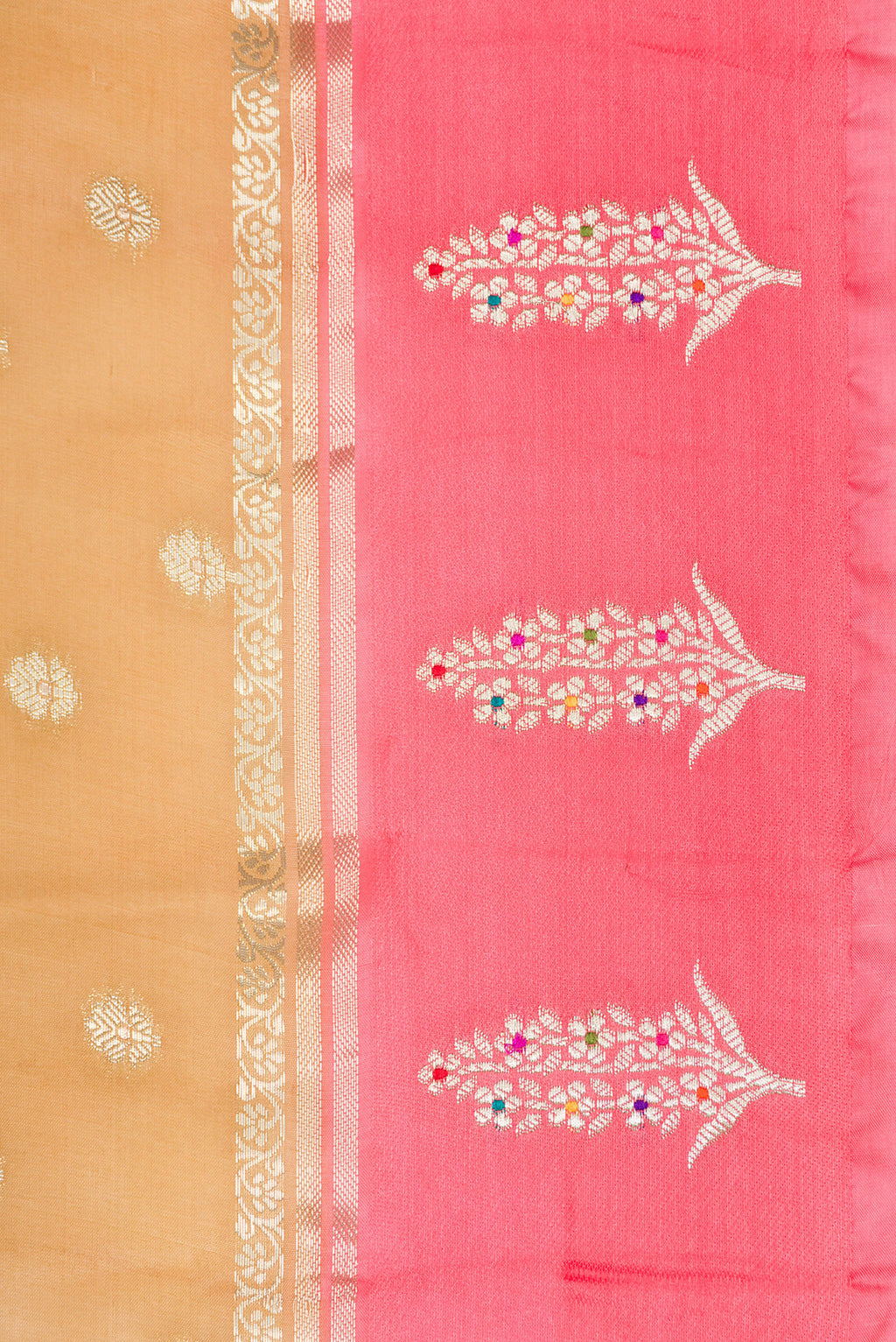 Border image of Gold Dual Tone Tussar Silk Saree with Zari Butta on the body and Fancy Border. 