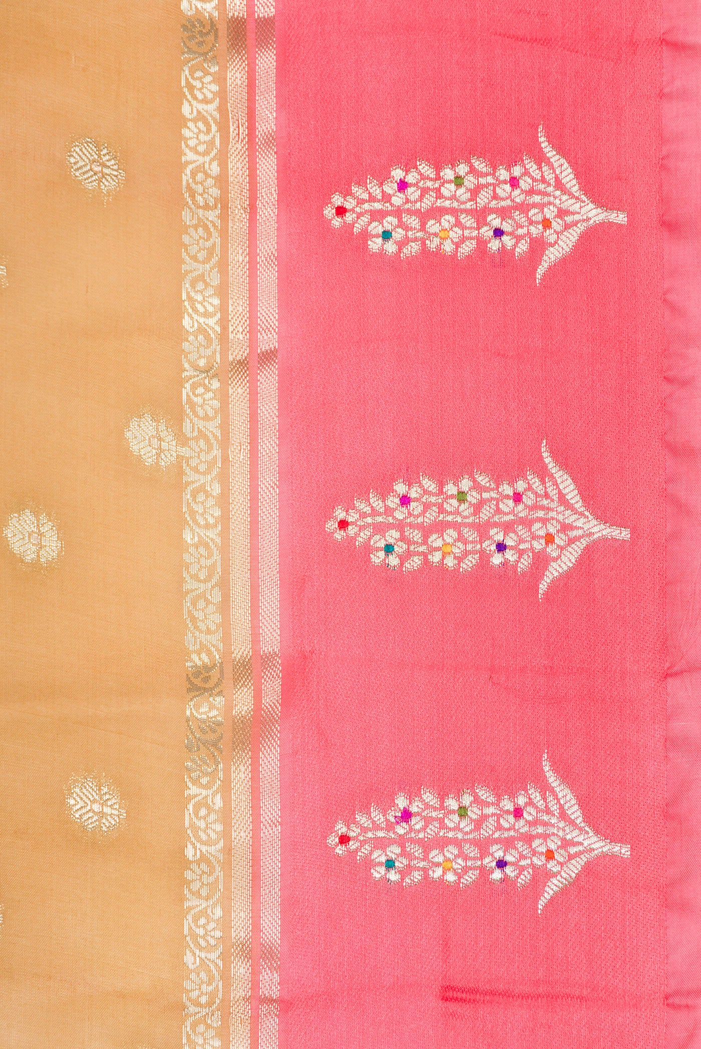 Border image of Gold Dual Tone Tussar Silk Saree with Zari Butta on the body and Fancy Border. 