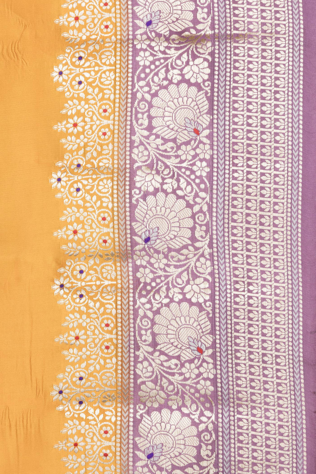 Border image of Mustard Dual Tone Tussar Silk Saree with Zari Butta on the body and Fancy Border. 