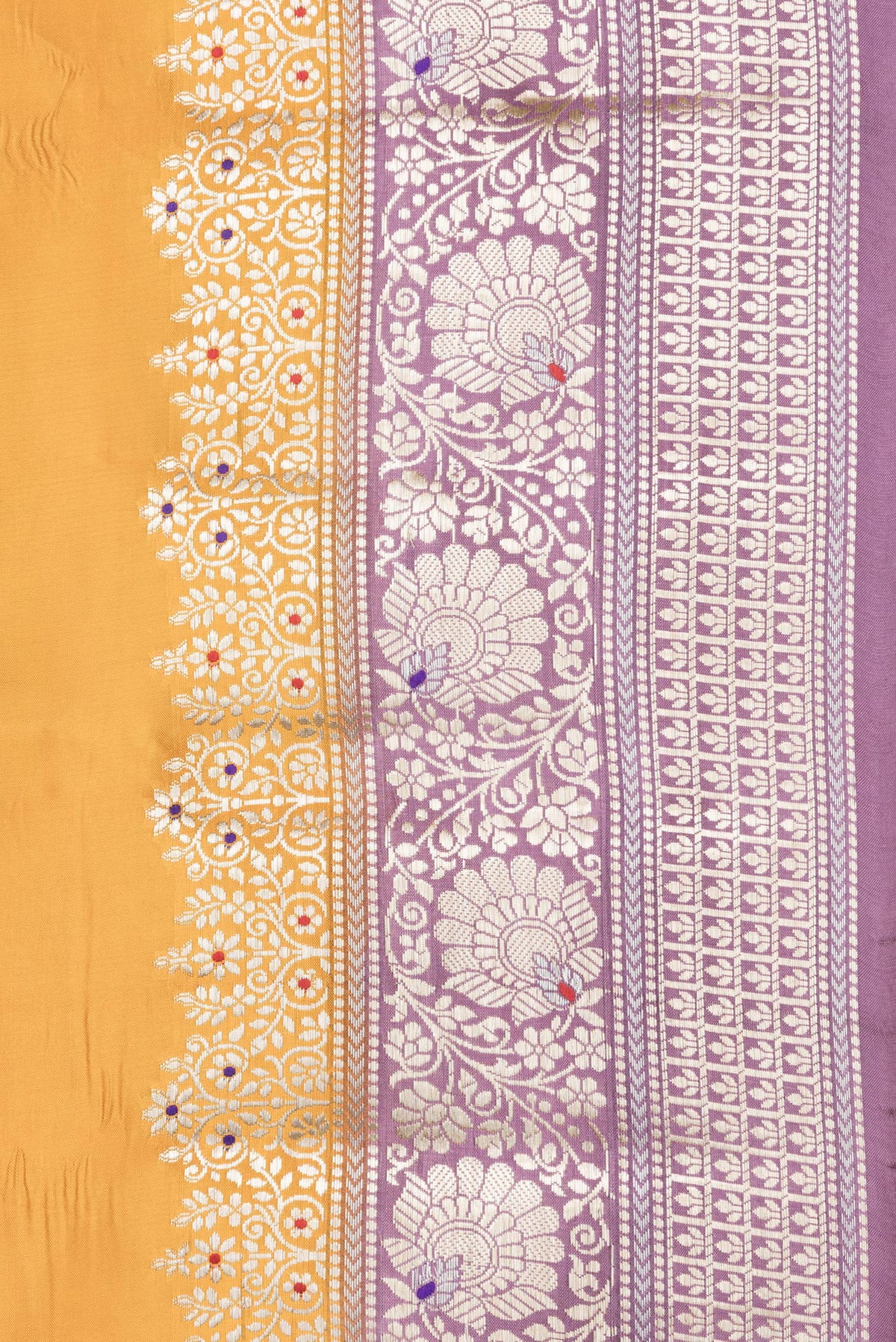 Border image of Mustard Dual Tone Tussar Silk Saree with Zari Butta on the body and Fancy Border. 