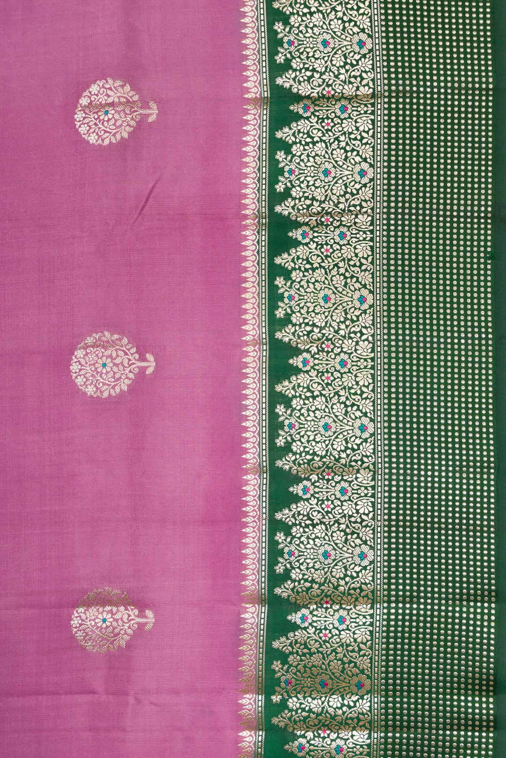 Border image of Lavender Dual Tone Tussar Silk Saree with Zari Butta on the body and Zari Border. 