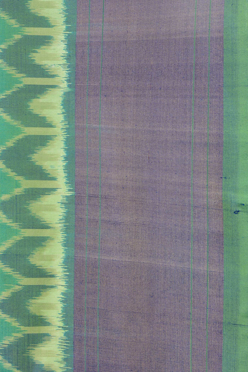 Border image of Green Dual Tone Double Ikat Saree with Ikat Print on the body and Zari Border. 