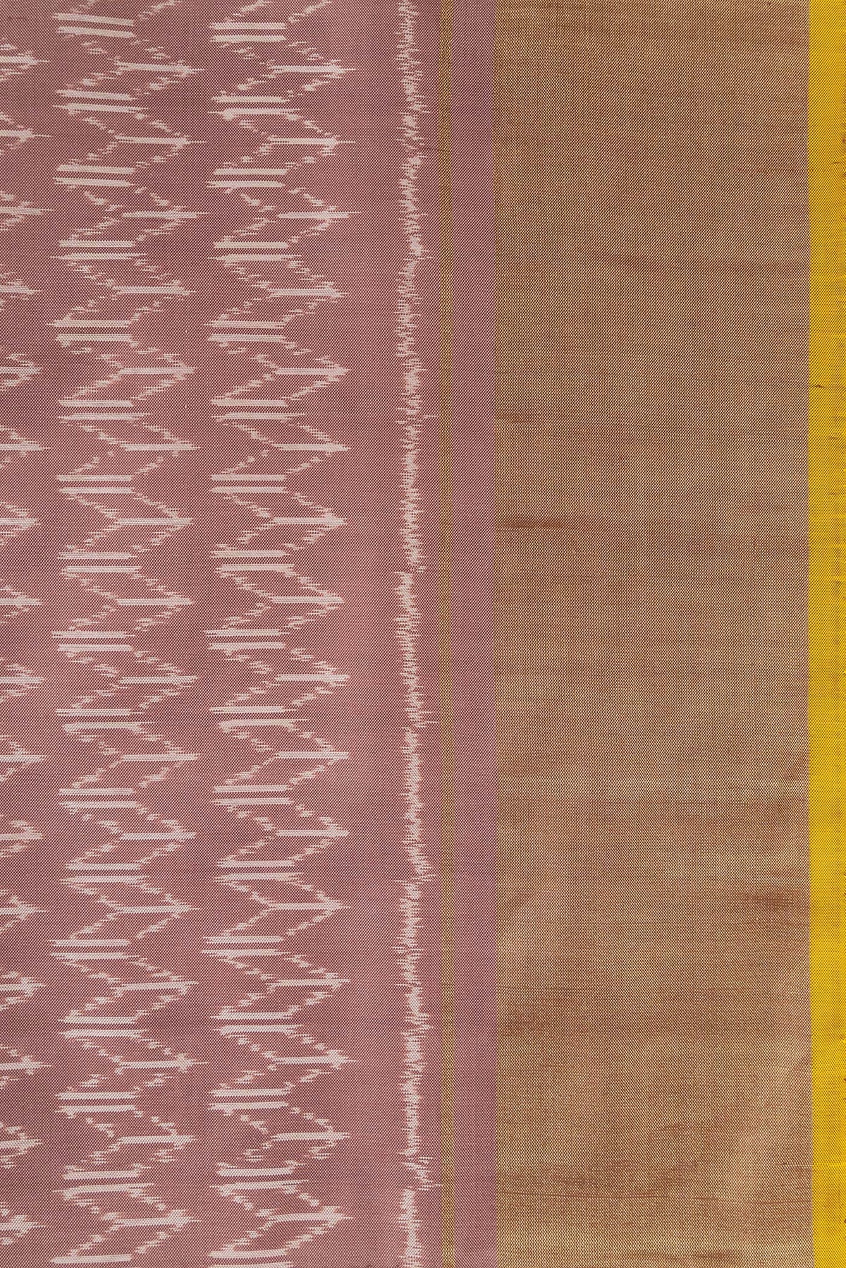 Border image of Brown Dual Tone Double Ikat Saree with Ikat Print on the body and Zari Border. 