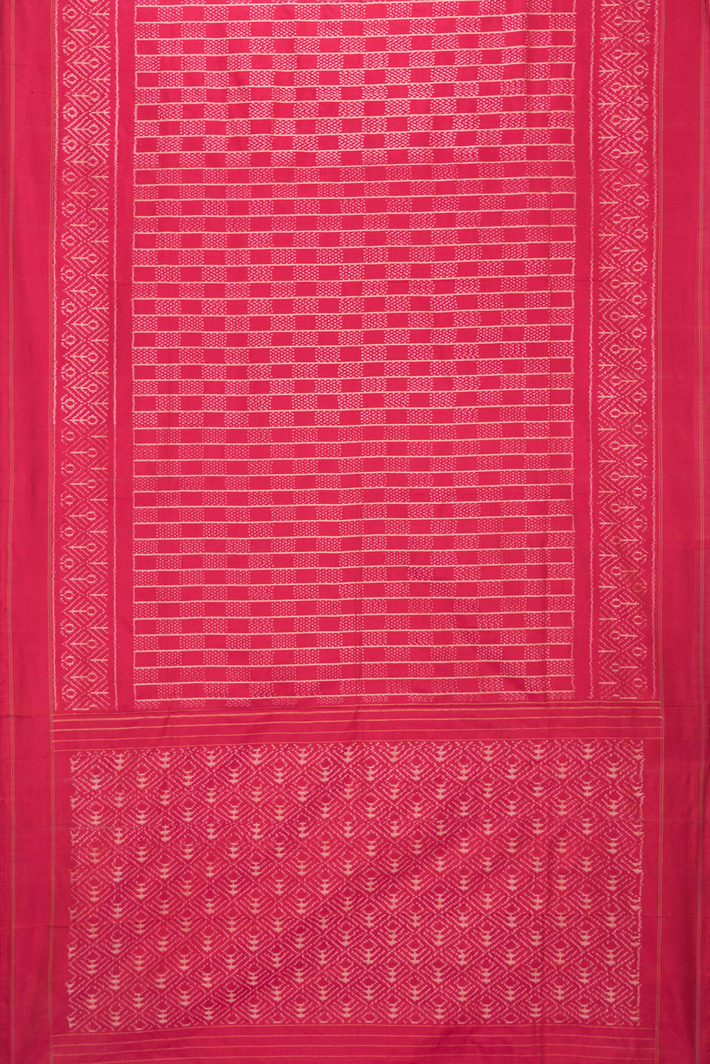 Flat view of Pink Dual Tone Double Ikat Saree with Ikat Print on the body and Plain Border. 
