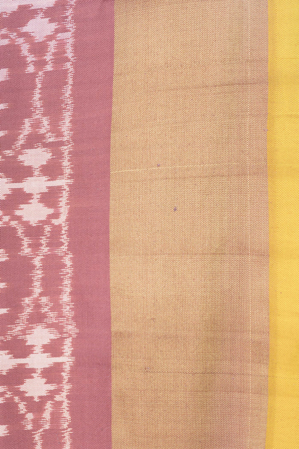 Border image of Brown Dual Tone Double Ikat Saree with Ikat Print on the body and Zari Border. 