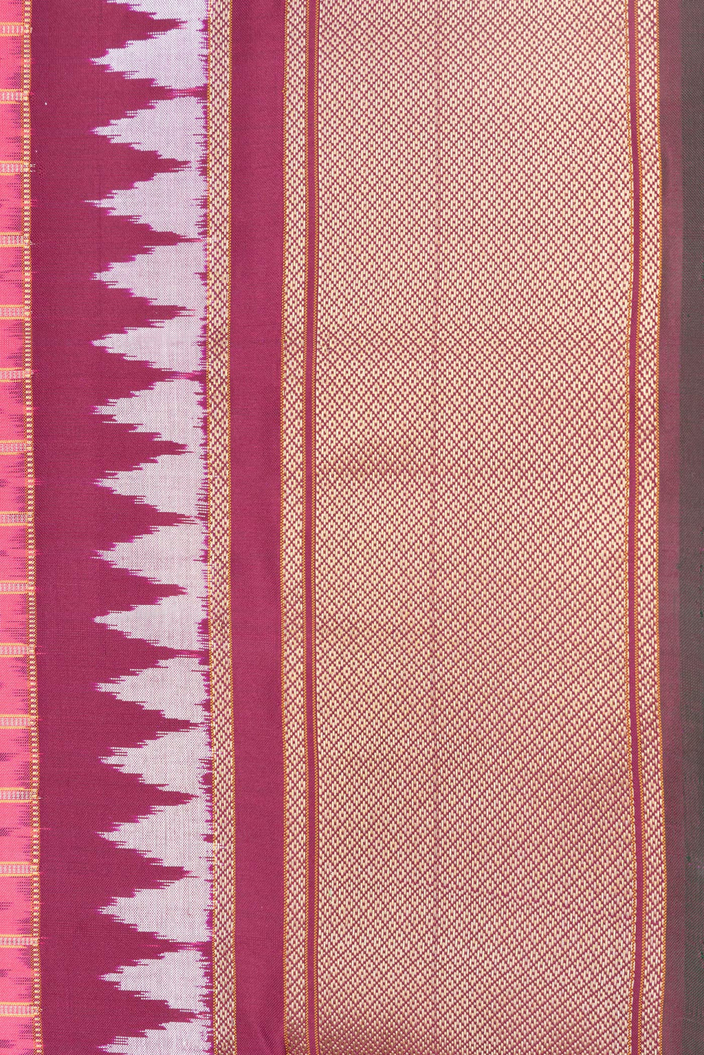 Border image of Pink Dual Tone Double Ikat Saree with Ikat Print on the body and Zari Border. 