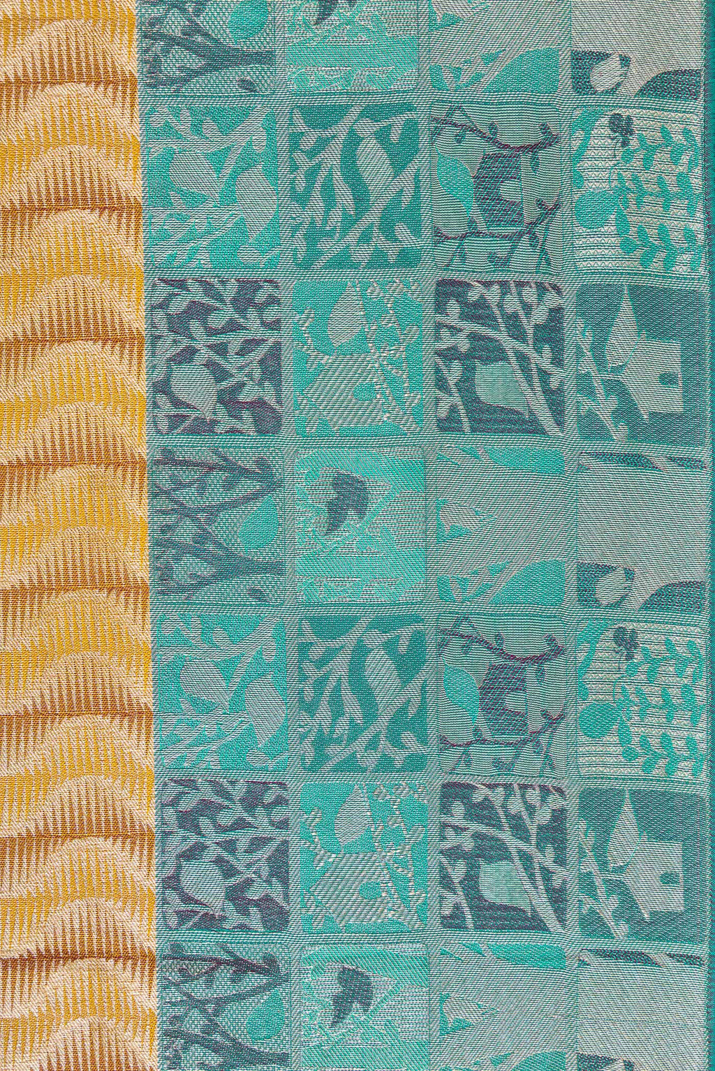 Border image of Mehandi Green Dual Tone Kanjivaram Tissue Silk Saree with Zari Brocade on the body and Zari Border. 
