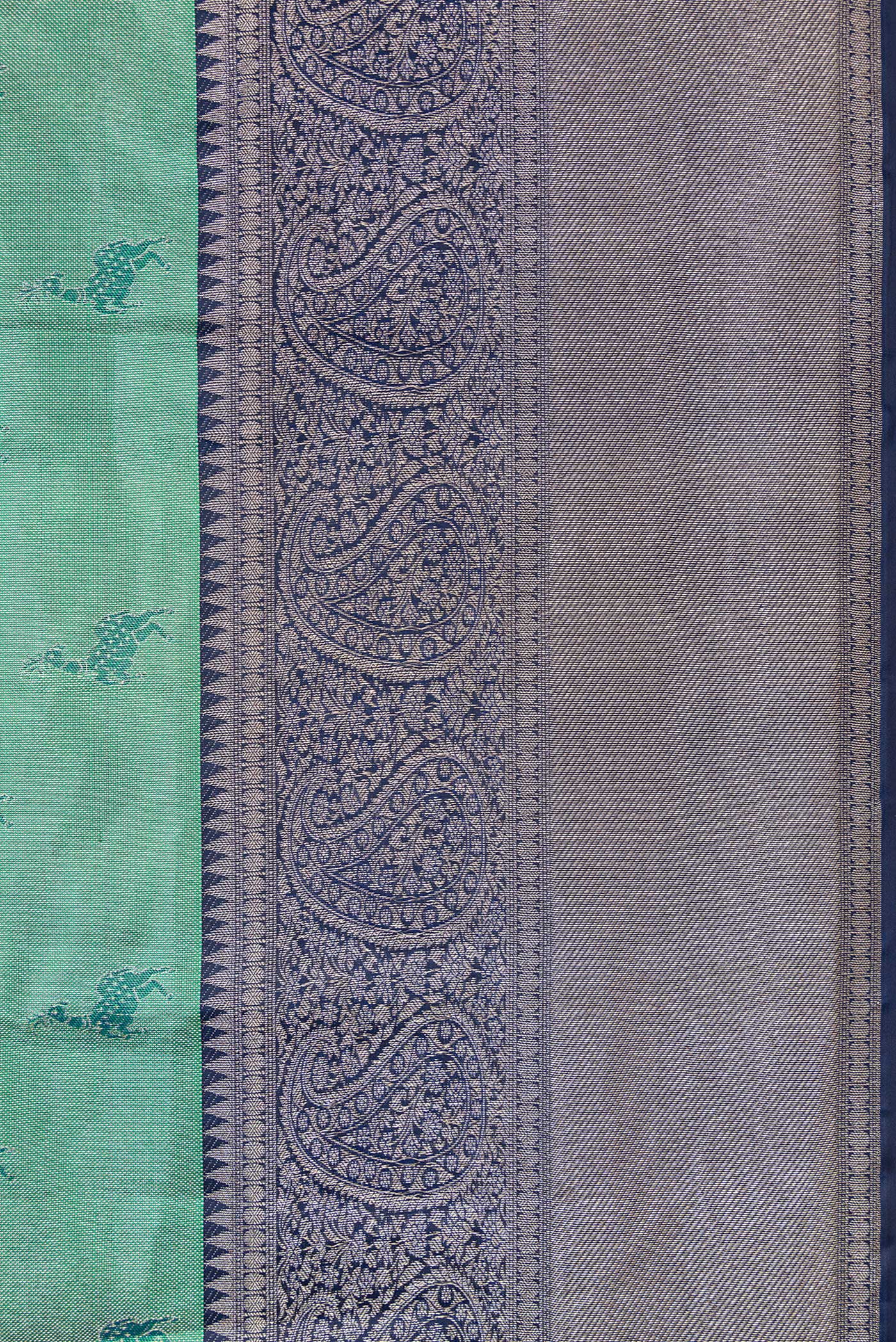 Border image of Green Dual Tone Kanjivaram Tissue Silk Saree with Zari Brocade on the body and Fancy Border. 