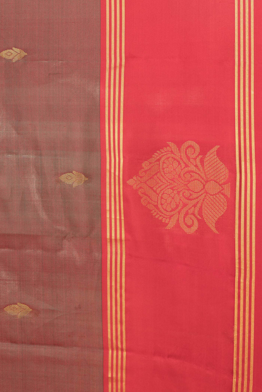 Border image of Maroon Dual Tone Soft Silk Saree with Zari Butta on the body and Fancy Border. 