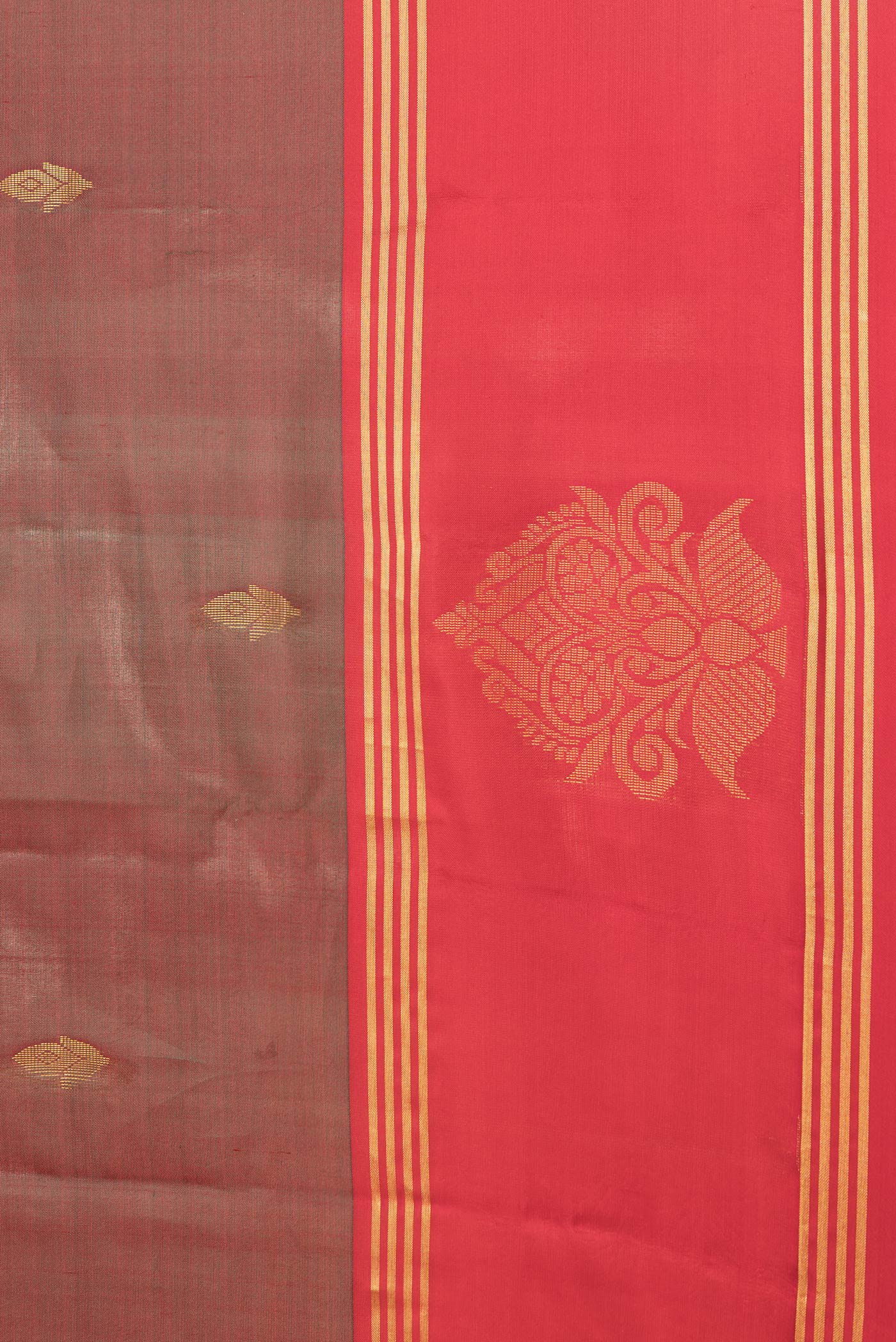 Border image of Maroon Dual Tone Soft Silk Saree with Zari Butta on the body and Fancy Border. 