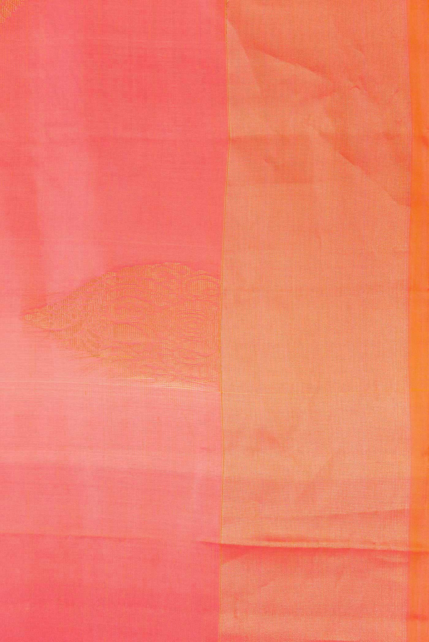 Border image of Brick Orange Dual Tone Soft Silk Saree with Zari Butta on the body and Zari Border. 