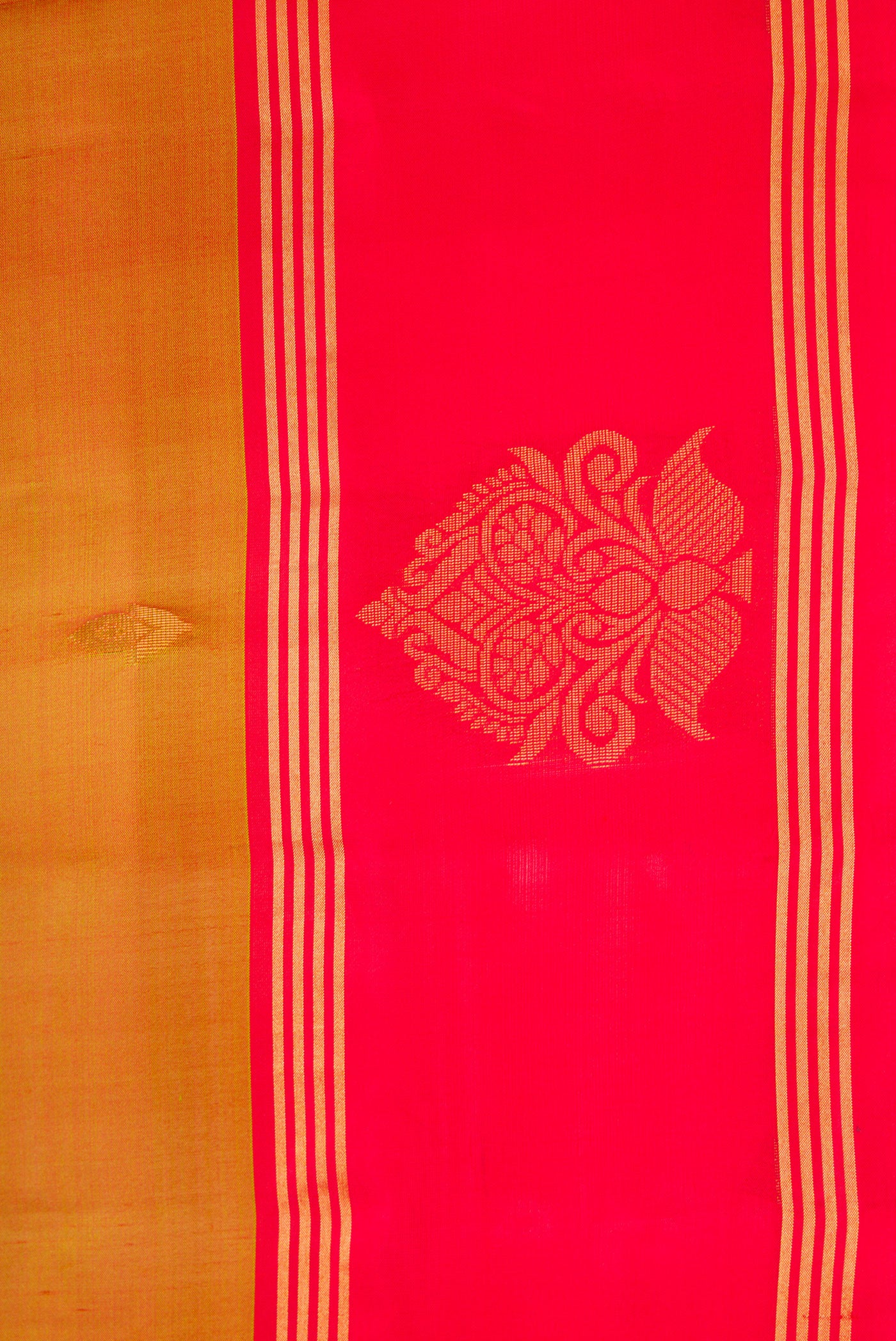 Border image of Mustard Dual Tone Soft Silk Saree with Zari Butta on the body and Fancy Border. 