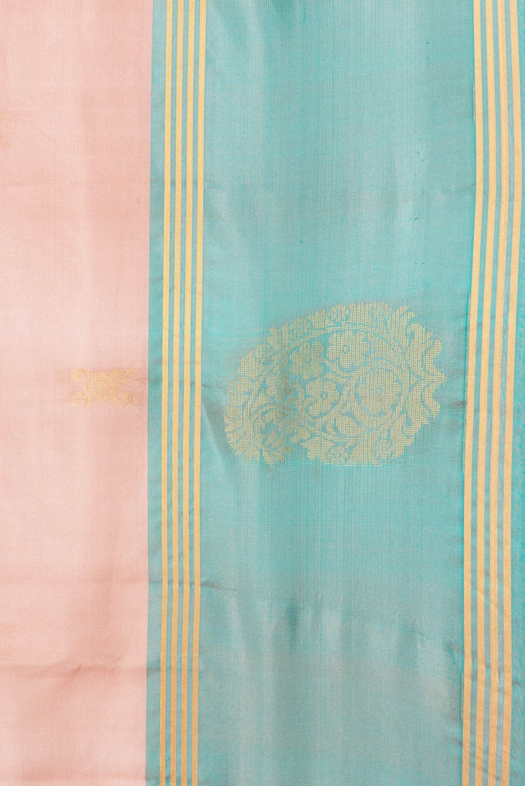 Border image of Peach Dual Tone Soft Silk Saree with Zari Butta on the body and Fancy Border. 