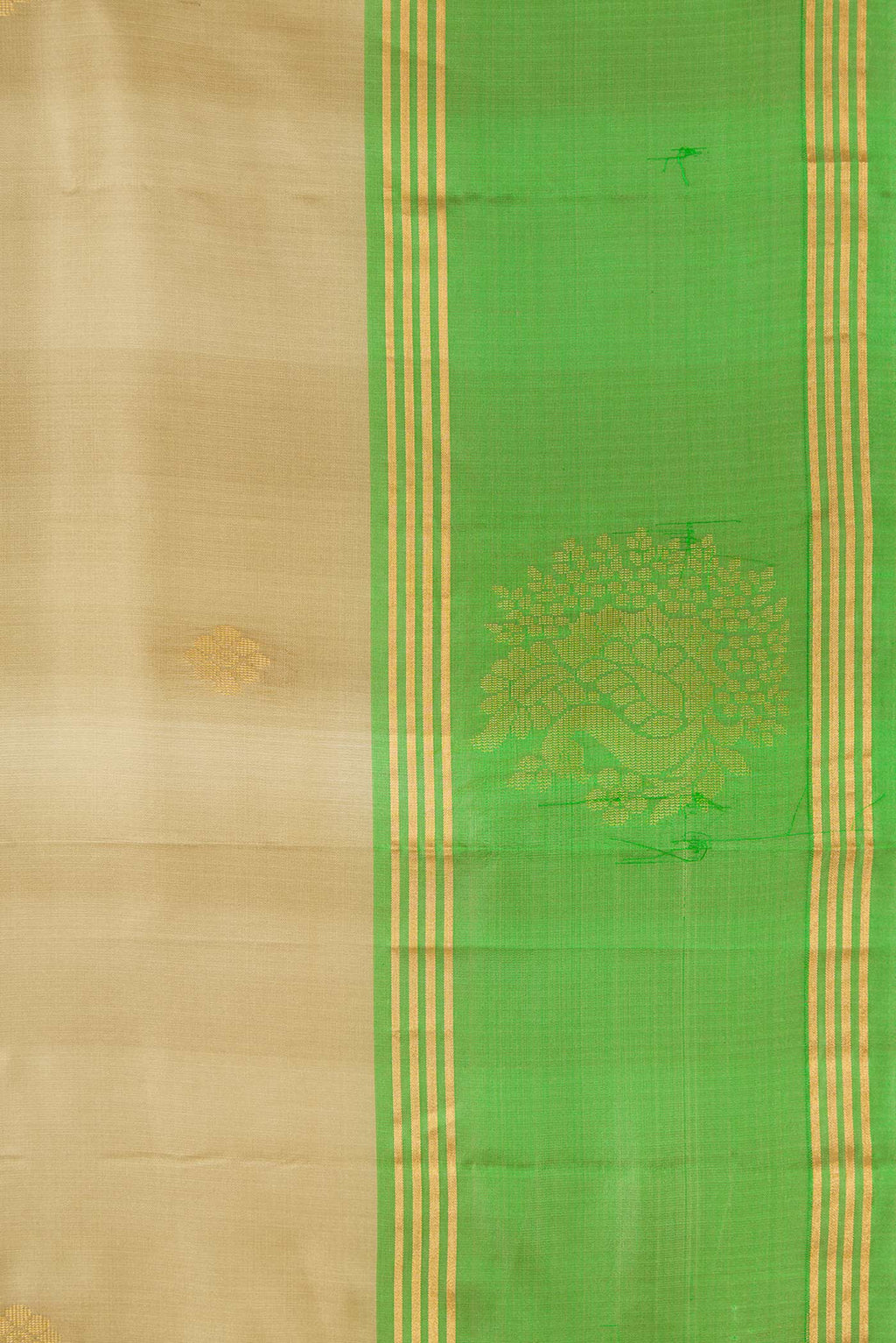 Border image of Mehandi Green Dual Tone Soft Silk Saree with Zari Butta on the body and Fancy Border. 