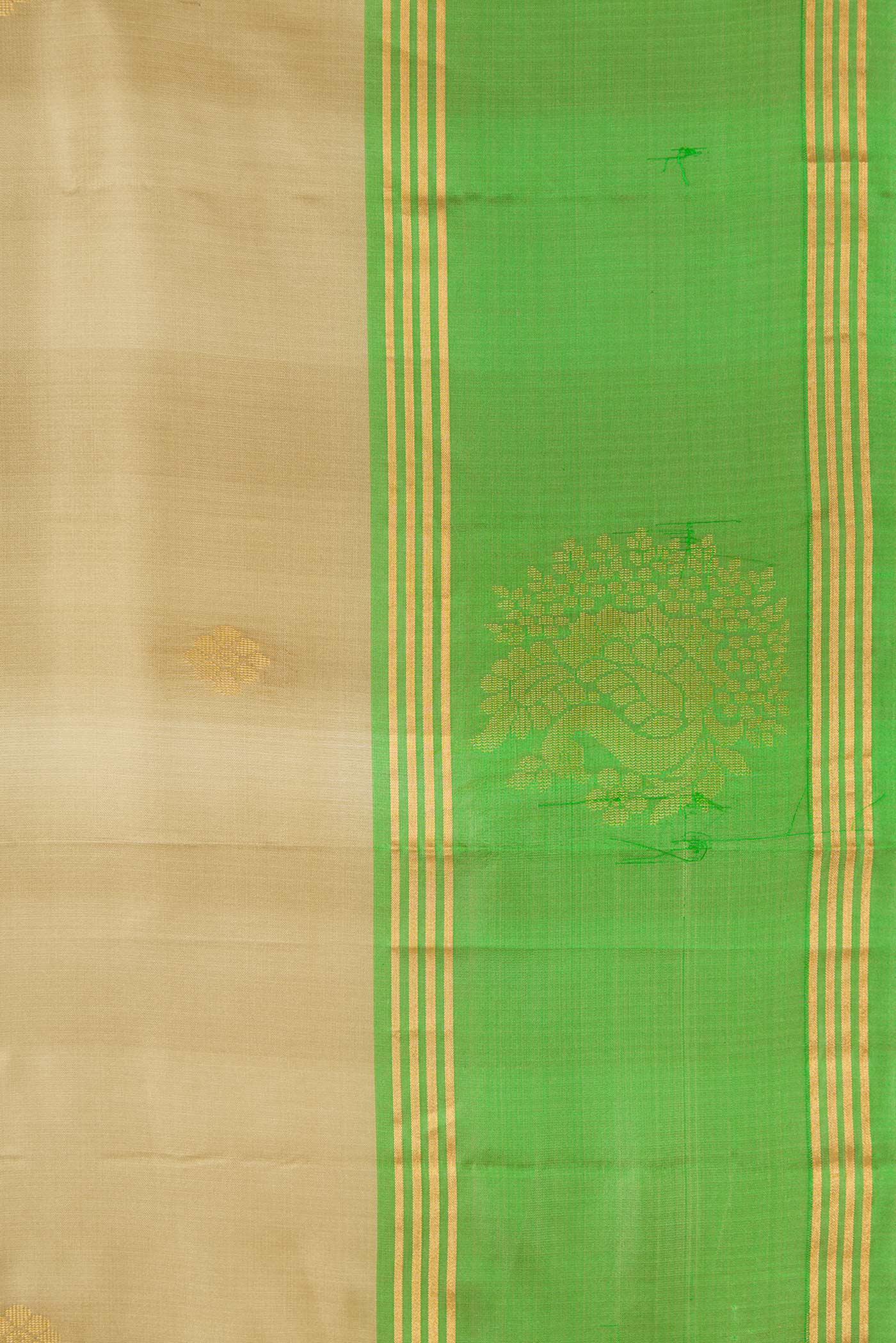 Border image of Mehandi Green Dual Tone Soft Silk Saree with Zari Butta on the body and Fancy Border. 