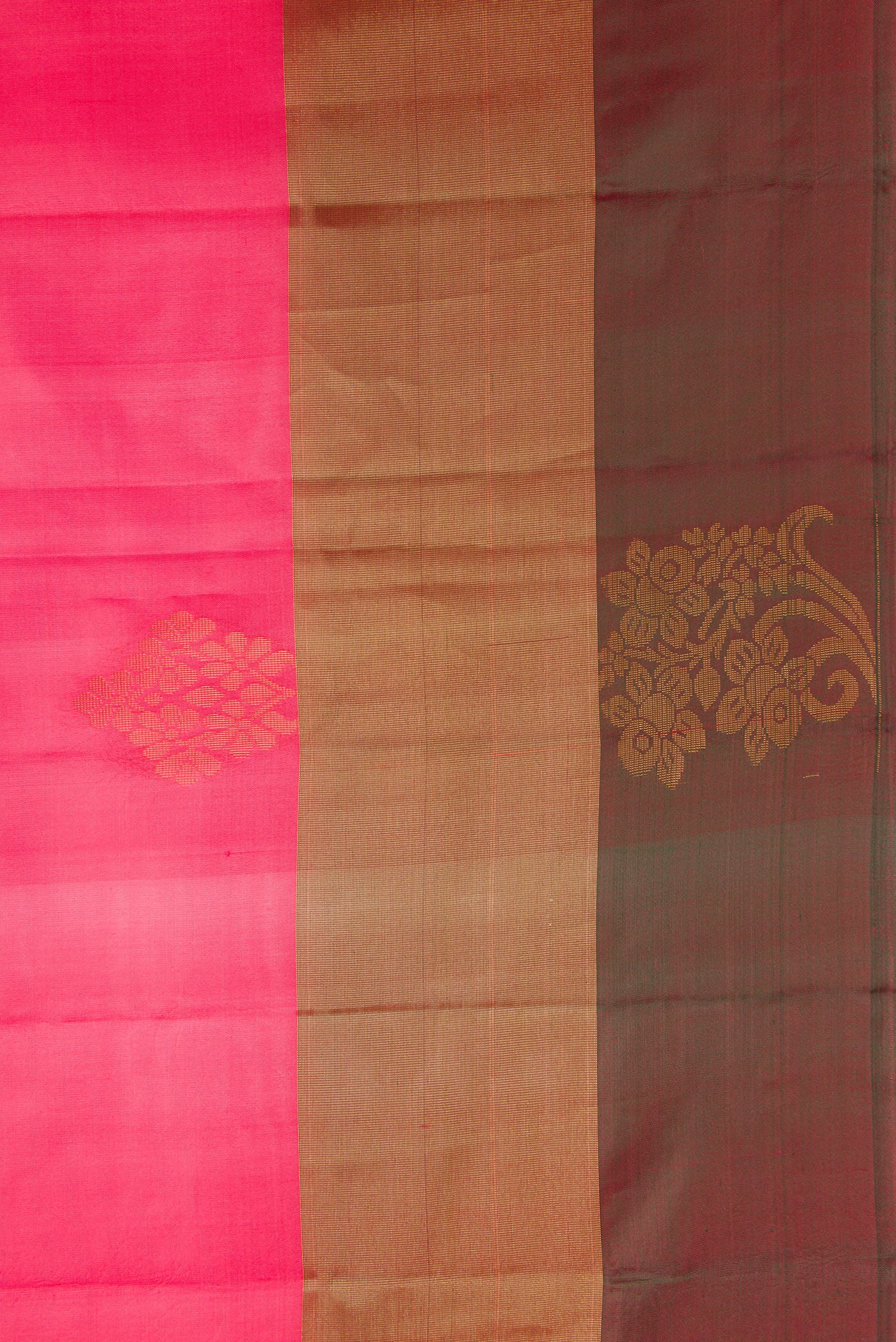 Border image of Pink Dual Tone Soft Silk Saree with Zari Butta on the body and Fancy Border. 
