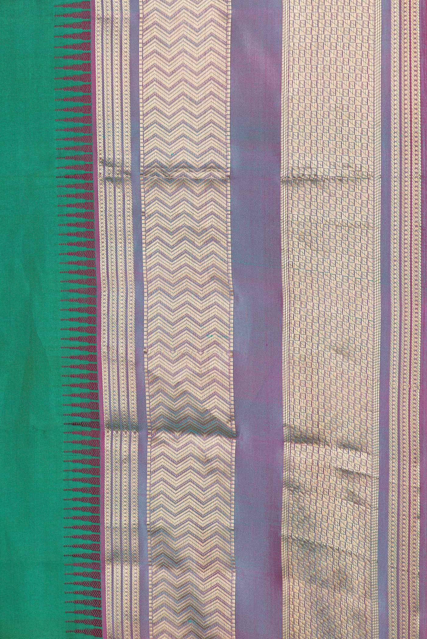 Border image of Green Dual Tone Kanjivaram Silk Saree with Zari Butta on the body and Zari Border. 