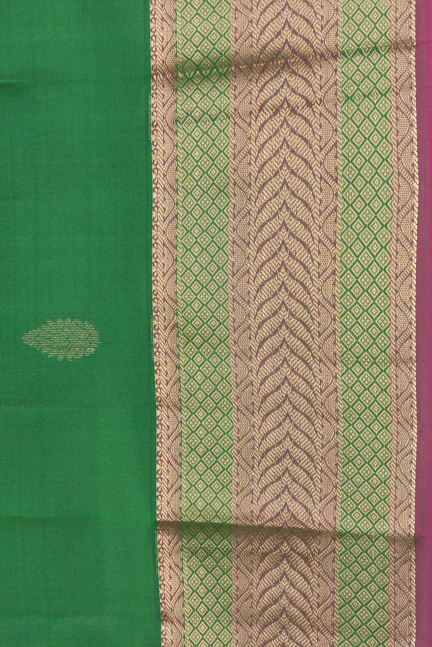 Border image of Green Dual Tone Kanchipuram Silk Saree with Zari Butta on the body and Zari Border. 