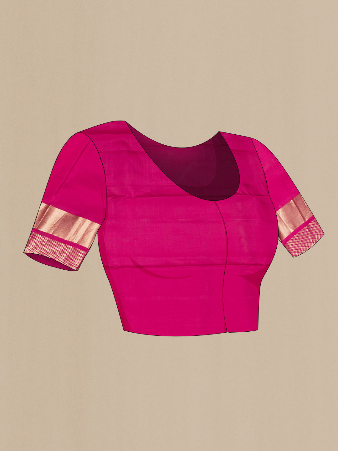 Close up image of the blouse of Mustard Dual Tone Kanchipuram Silk Saree with Zari Butta on the body and Zari Border. 