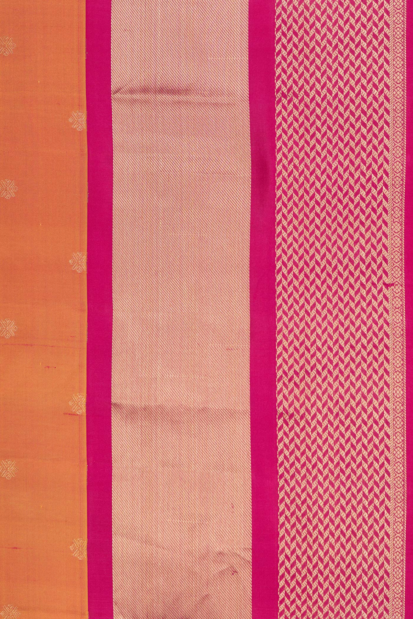 Border image of Mustard Dual Tone Kanchipuram Silk Saree with Zari Butta on the body and Zari Border. 