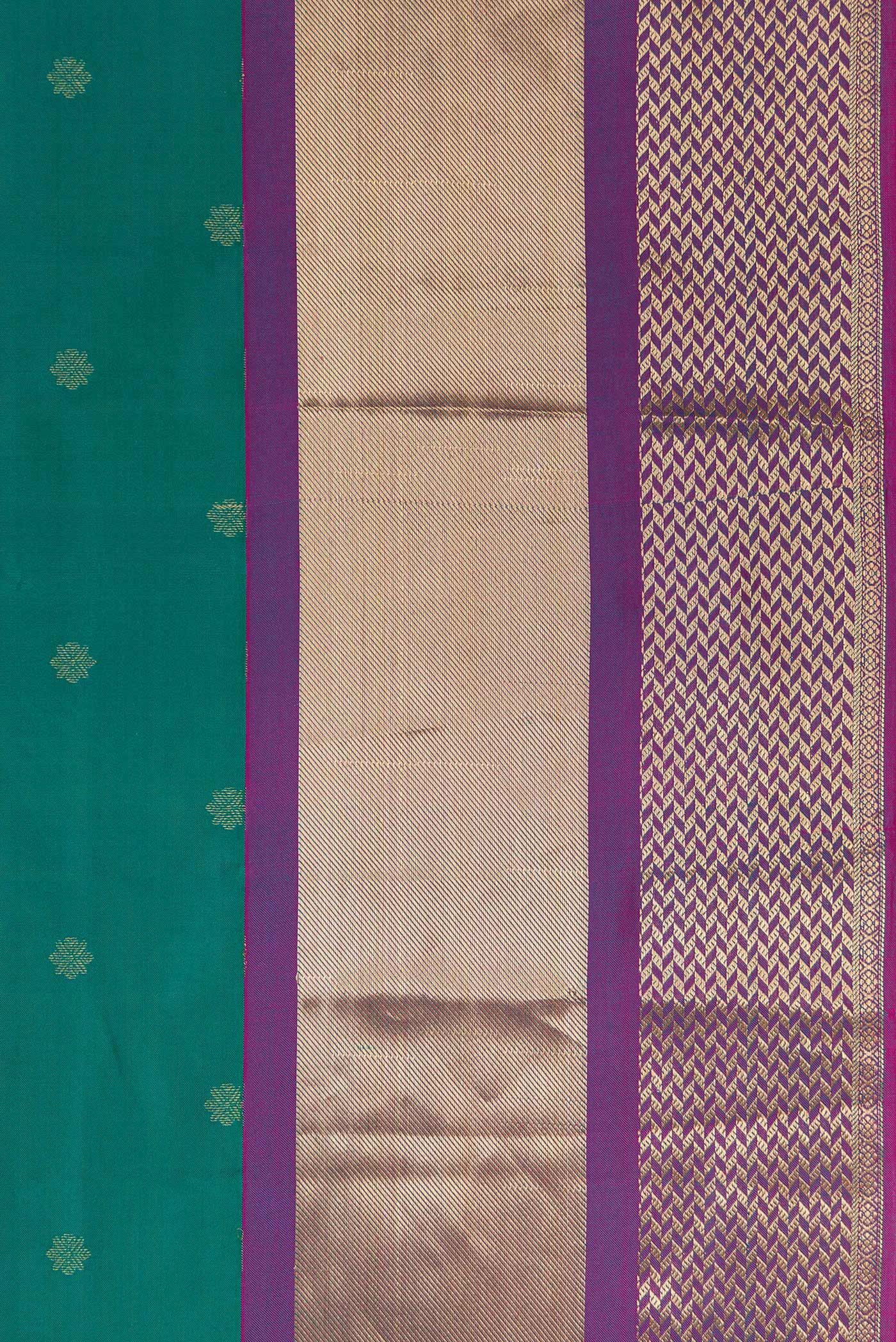Border image of Green Dual Tone Kanchipuram Silk Saree with Zari Butta on the body and Zari Border. 