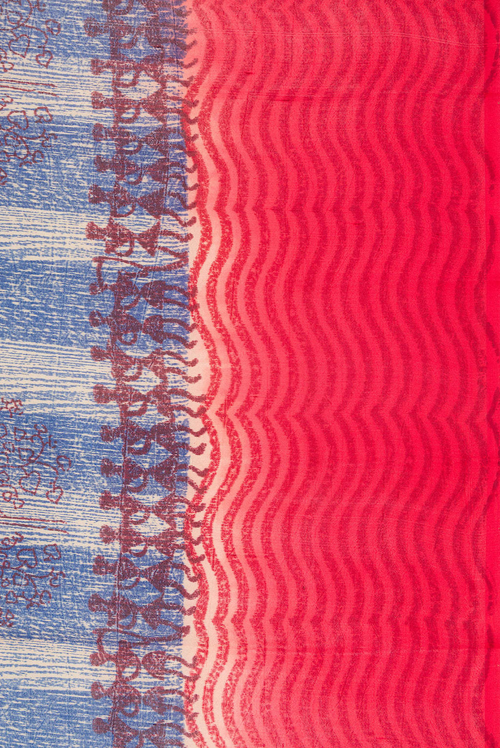 Border image of Peacock Blue Dual Tone Tussar Silk Saree with Printed design on the body and Printed Border. 