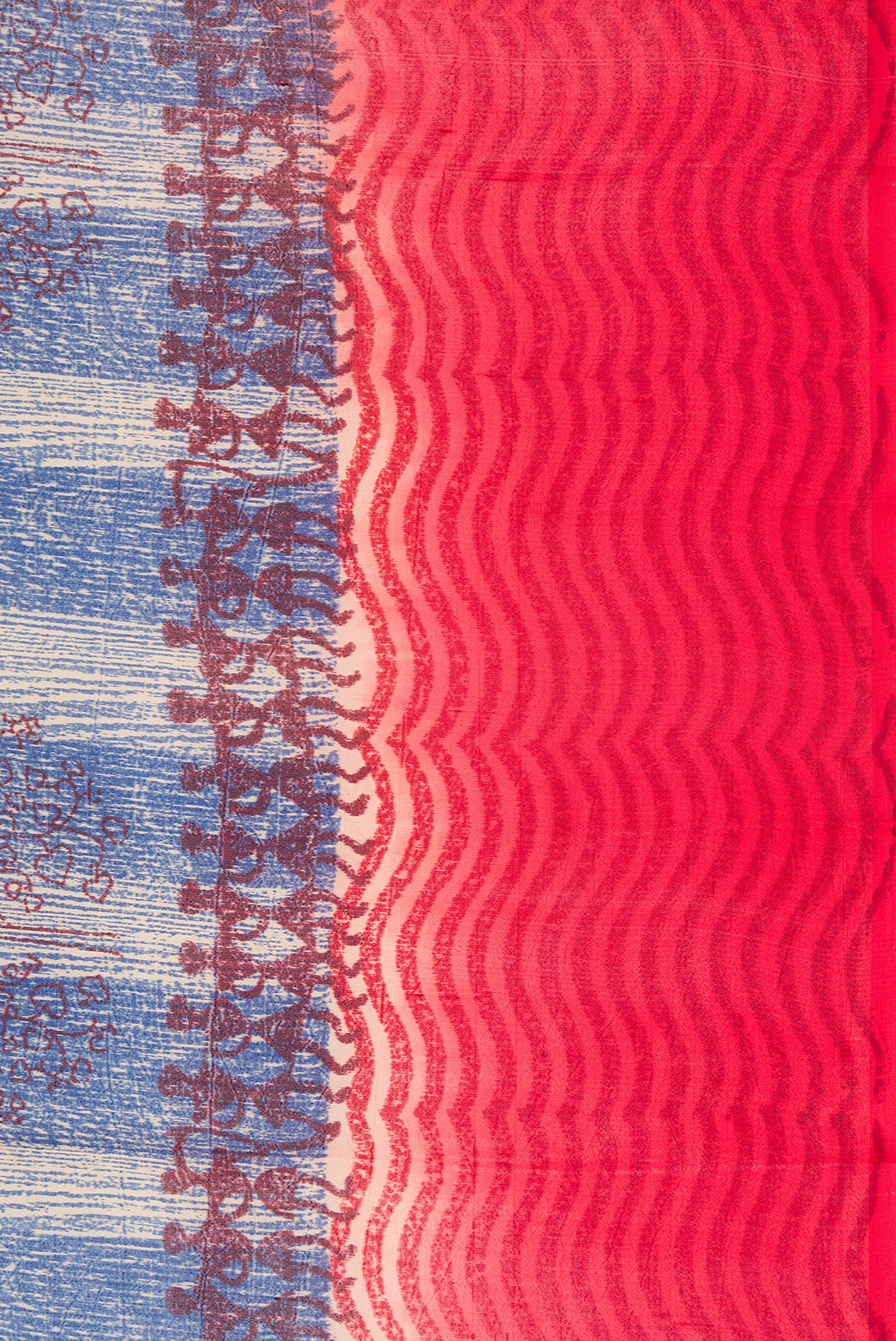 Border image of Peacock Blue Dual Tone Tussar Silk Saree with Printed design on the body and Printed Border. 