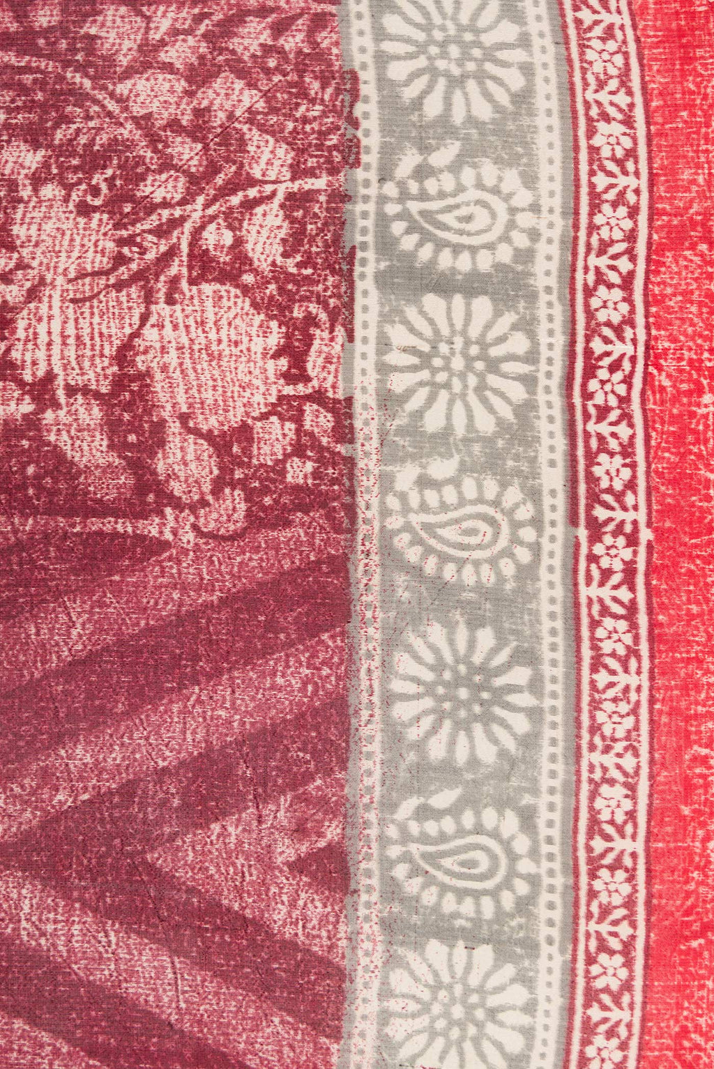 Border image of Maroon Dual Tone Tussar Silk Saree with Printed design on the body and Printed Border. 