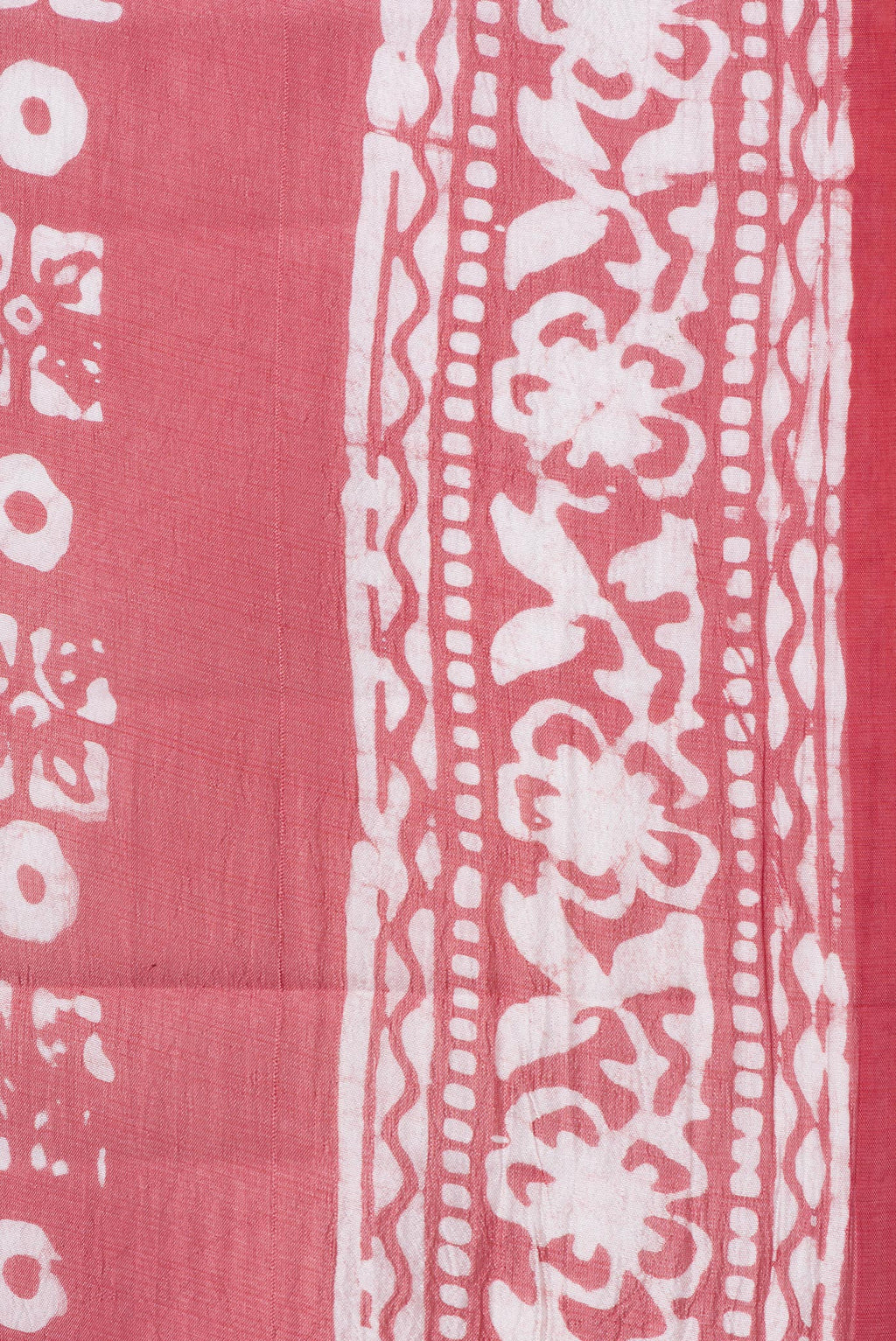 Border image of Peach Dual Tone Tussar Silk Saree with Batik Print on the body and Printed Border. 