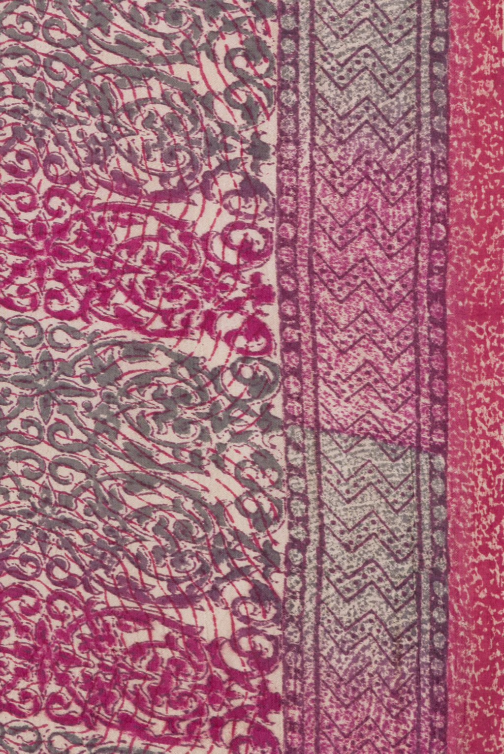 Border image of Multi Color Tussar Silk Saree with Printed design on the body and Printed Border. 