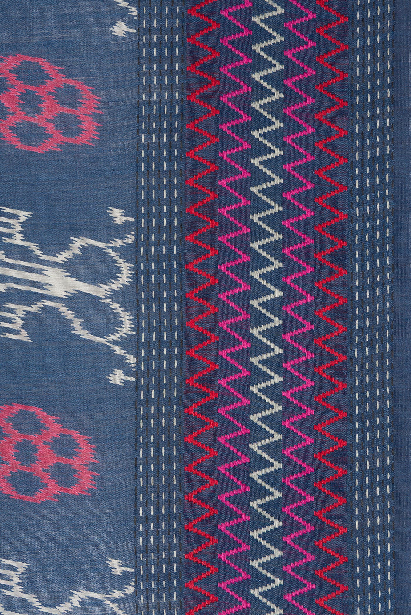 Border image of Navy Blue Dual Tone Tussar Silk Saree with Printed design on the body and Embroidery Border. 