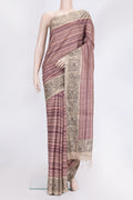 Beige Dual Tone Tussar Silk Saree with Printed design on the body and Printed Border.  displayed on a mannequin