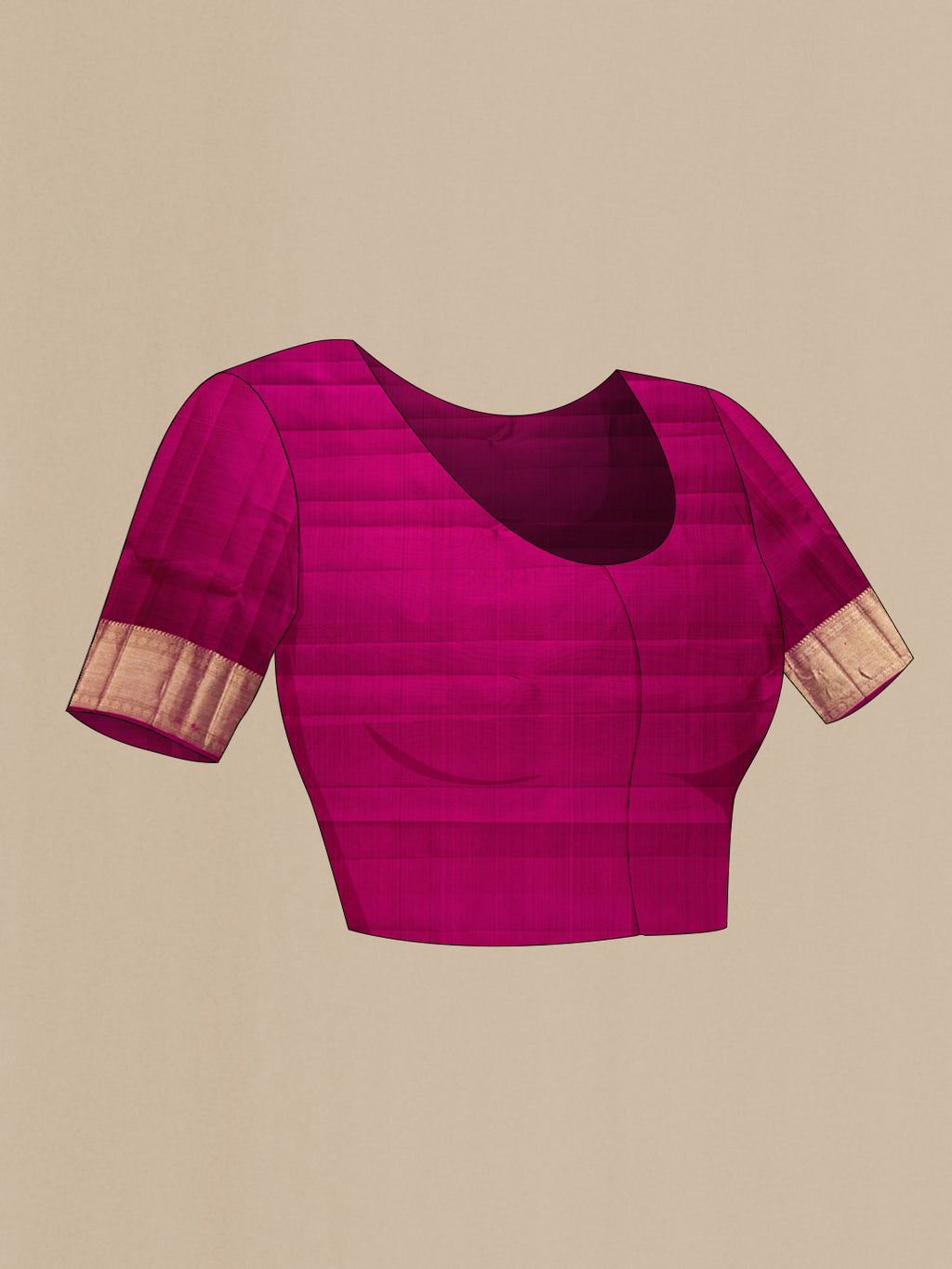 Close up image of the blouse of Purple Dual Tone Kanchipuram Silk Saree with Zari Brocade on the body and Zari Border. 