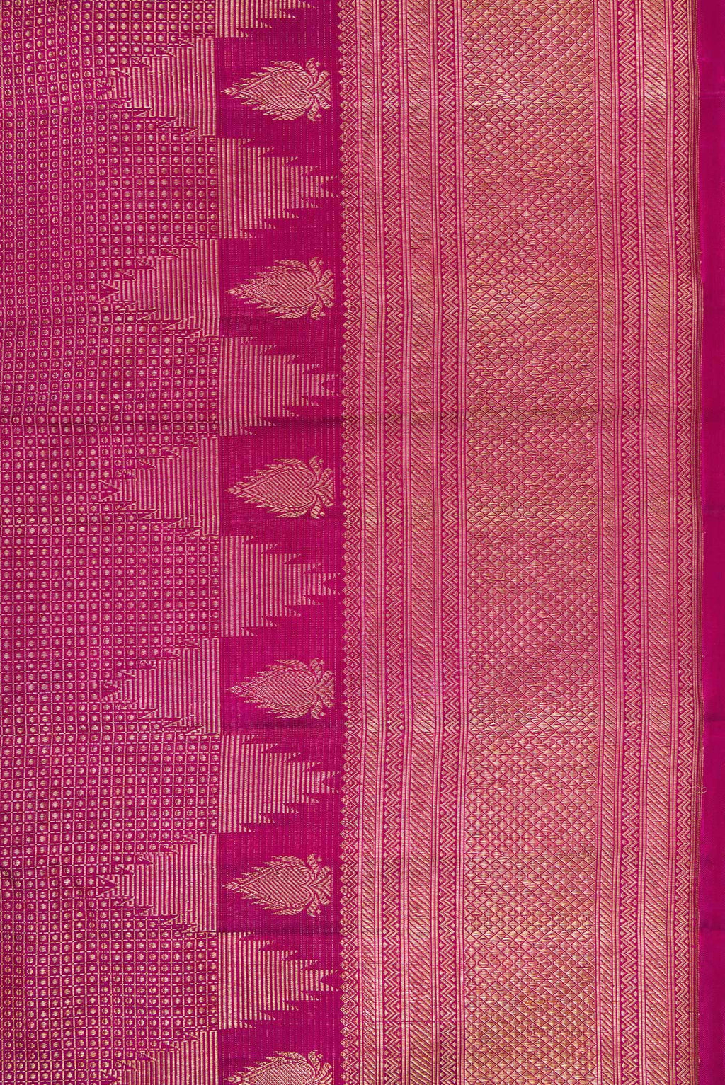 Border image of Magenta Dual Tone Kanchipuram Silk Saree with Zari Brocade on the body and Fancy Border. 