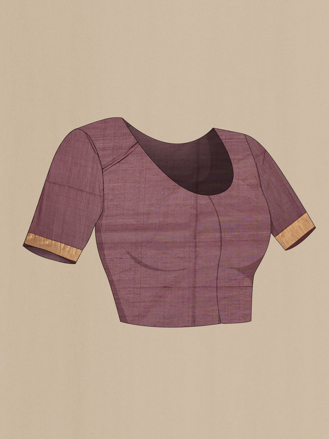 Close up image of the blouse of Magenta Silk Cotton Saree with Zari Butta on the body and Zari Border. 