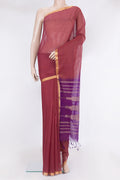 Orange Silk Cotton Saree with Checked design on the body and Zari Border.  displayed on a mannequin