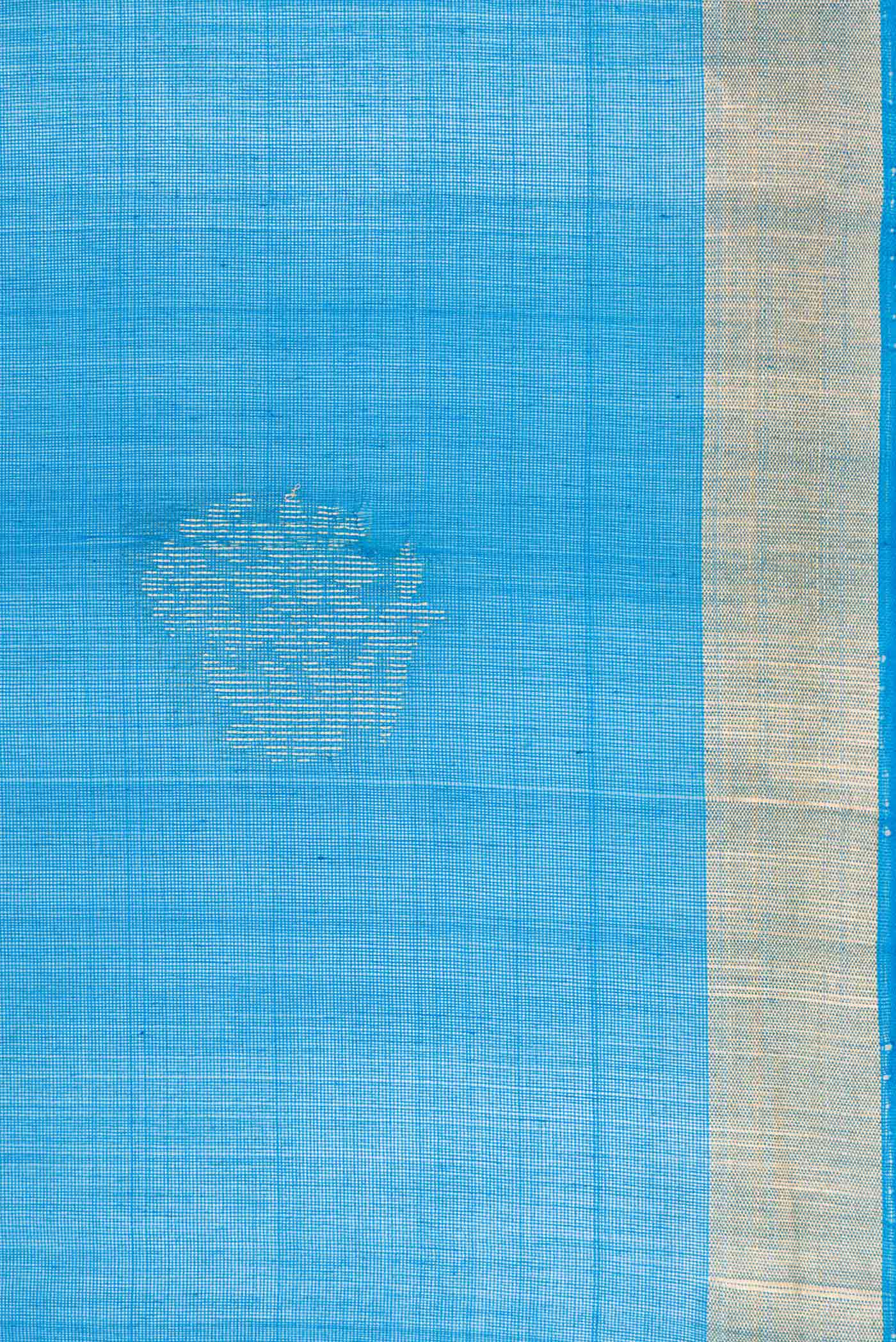Border image of Sky Blue Dual Tone Silk Cotton Saree with Zari Butta on the body and Zari Border. 