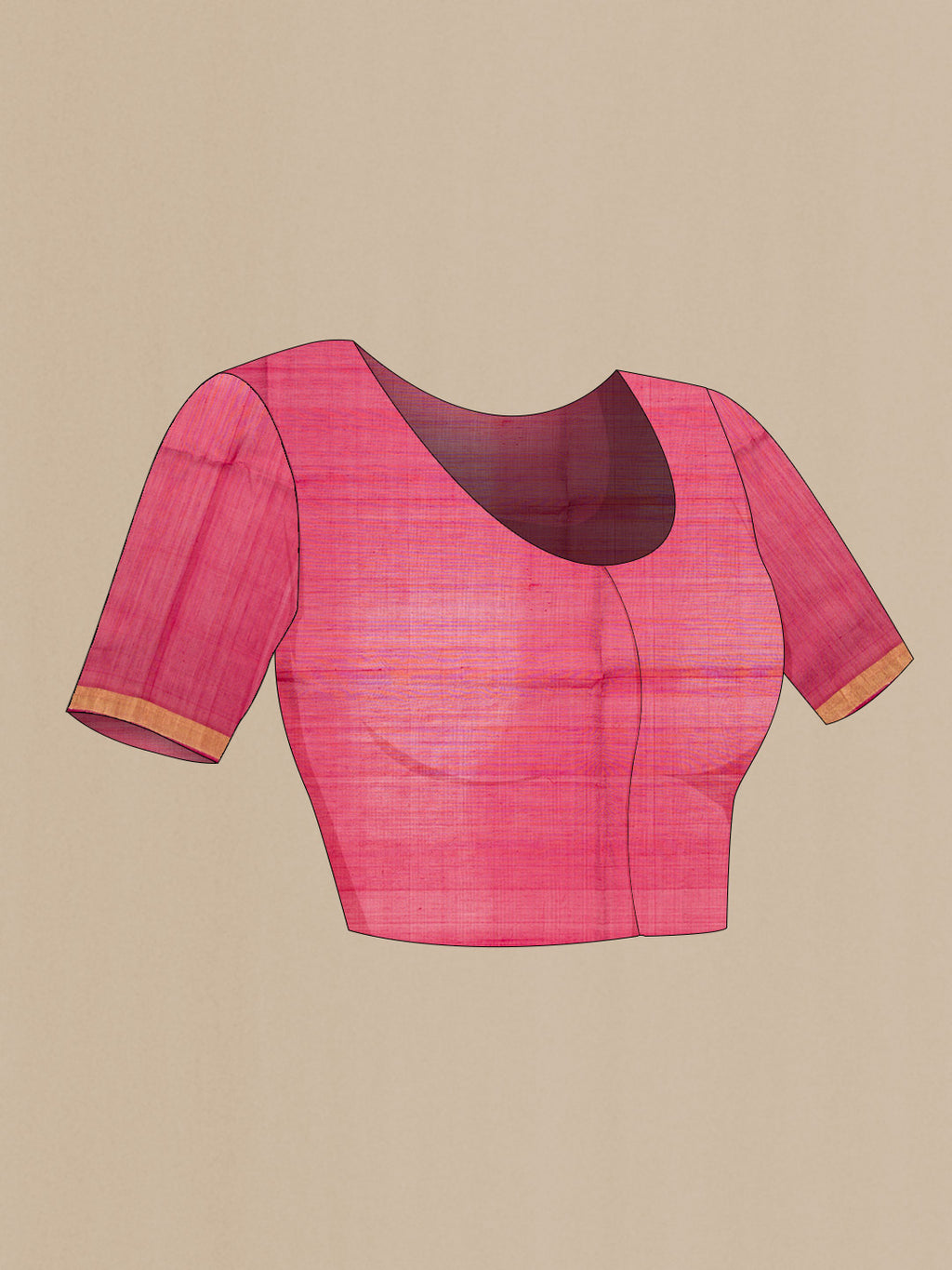 Close up image of the blouse of Maroon Dual Tone Silk Cotton Saree with Zari Butta on the body and Zari Border. 