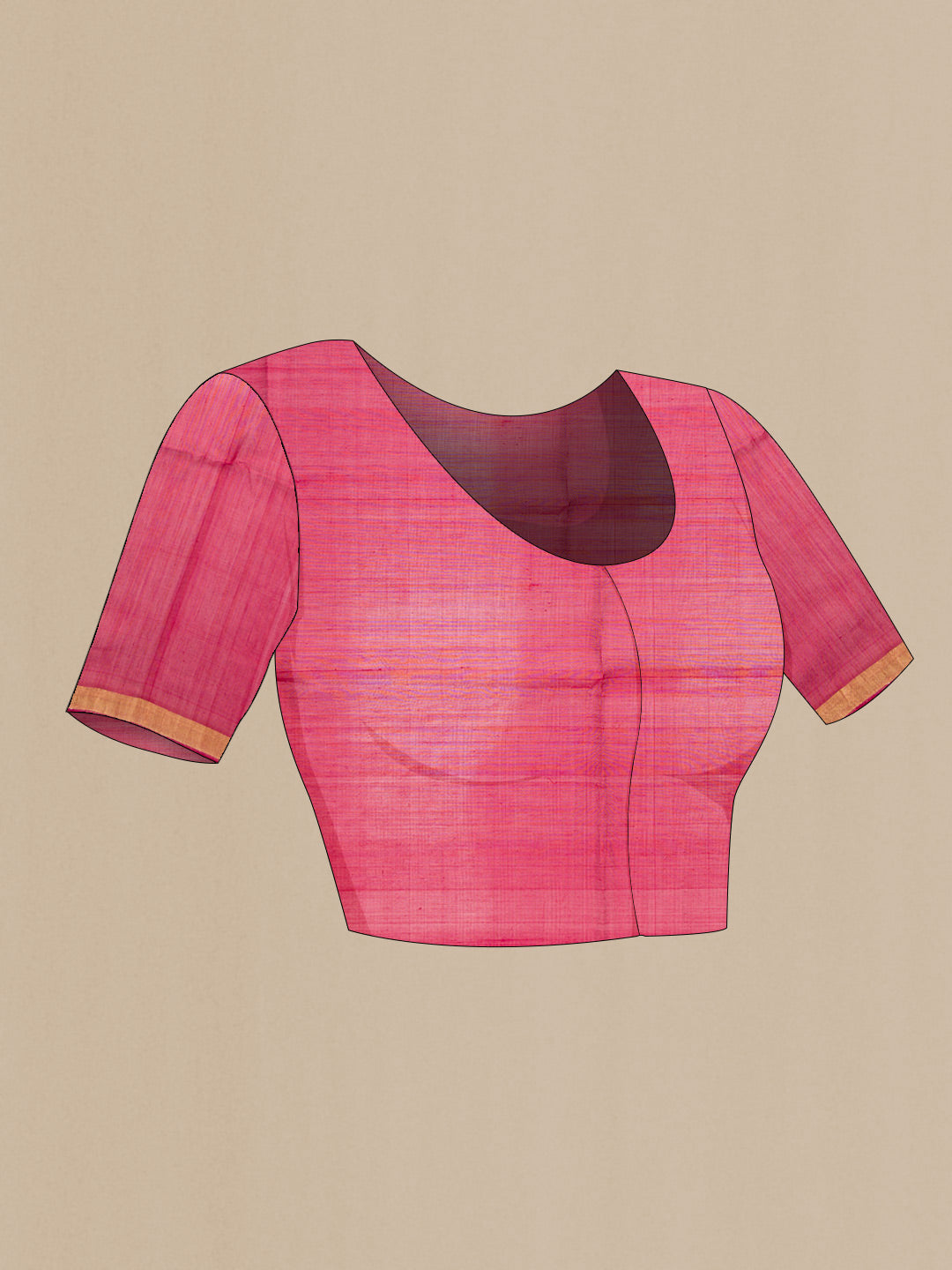 Close up image of the blouse of Maroon Dual Tone Silk Cotton Saree with Zari Butta on the body and Zari Border. 