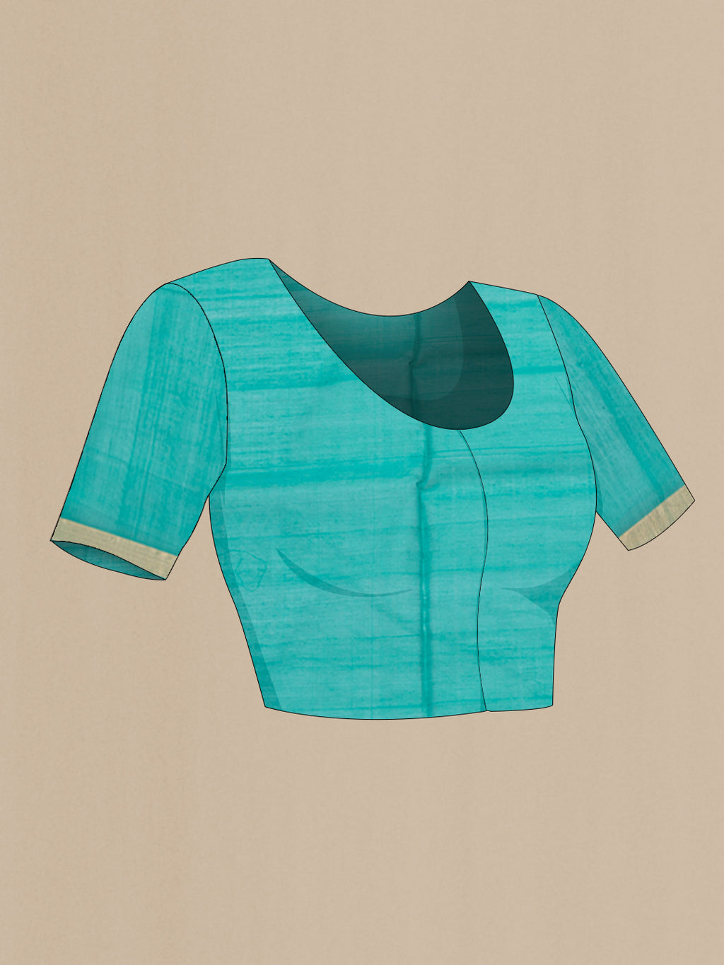 Close up image of the blouse of Green Silk Cotton Saree with Zari Butta on the body and Zari Border. 