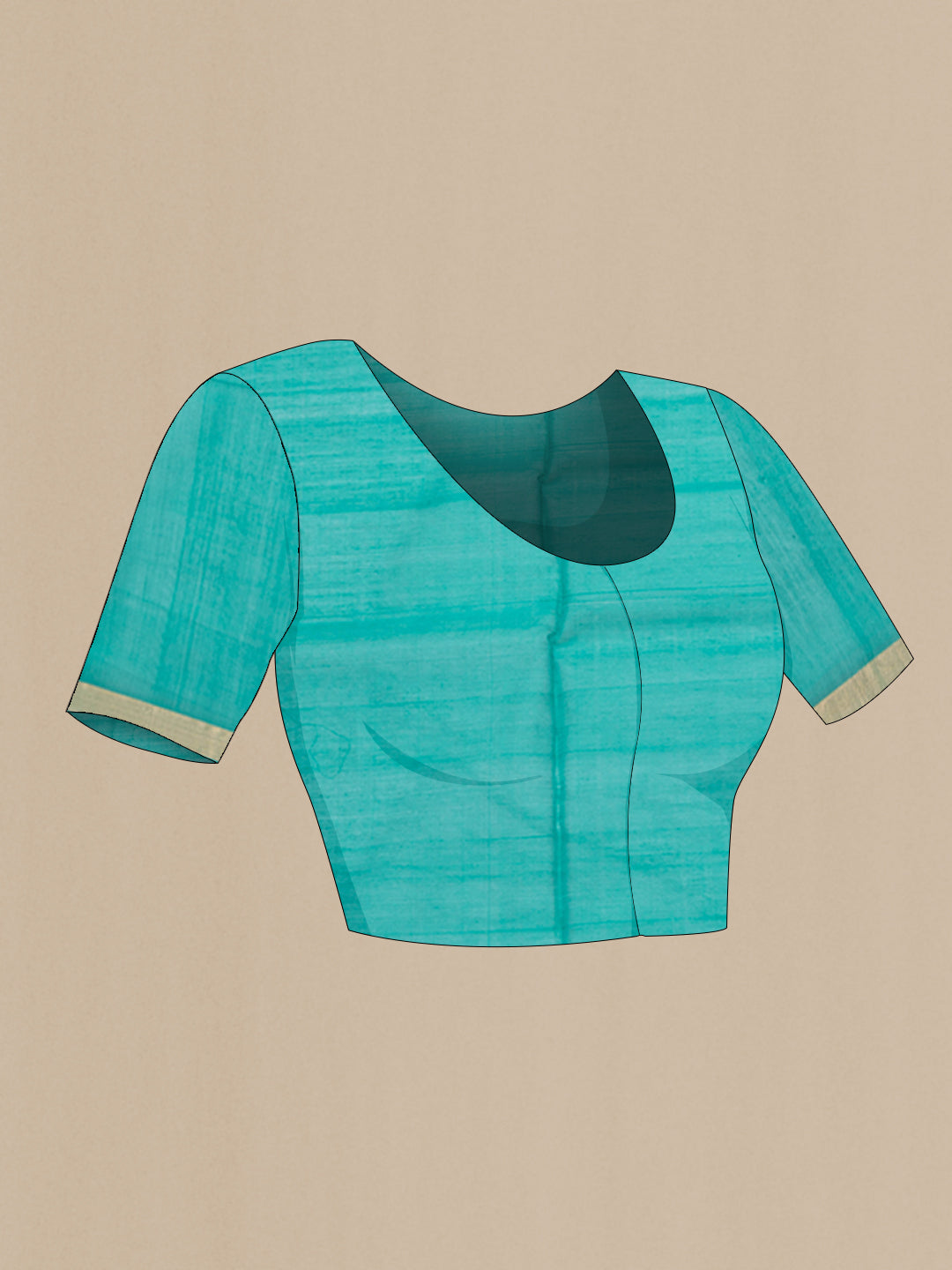 Close up image of the blouse of Green Silk Cotton Saree with Zari Butta on the body and Zari Border. 